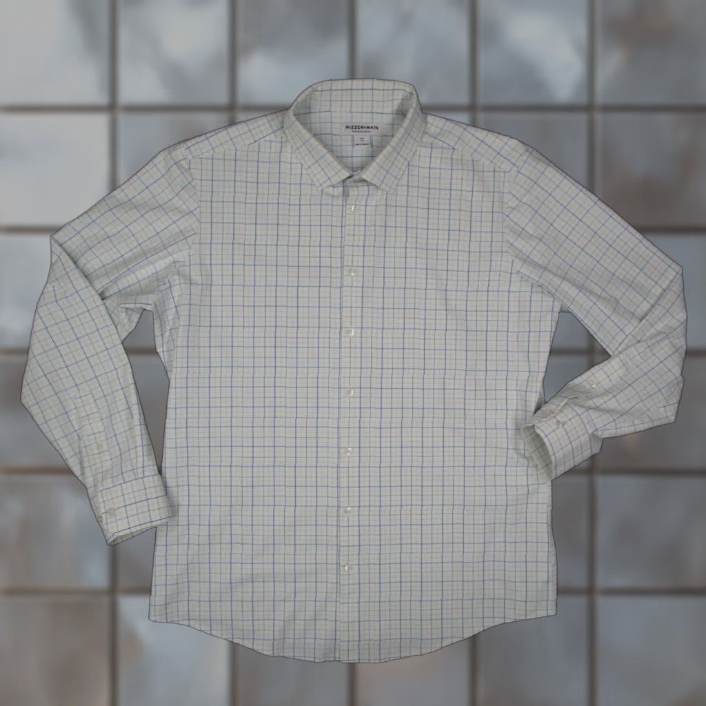 Mizzen+Main Mizzen+Main Shirt Mens 2XL Blue Check Trim Fit Button Up Performance Work Shirt Size US XXL / EU 58 / 5 - 1 Thumbnail