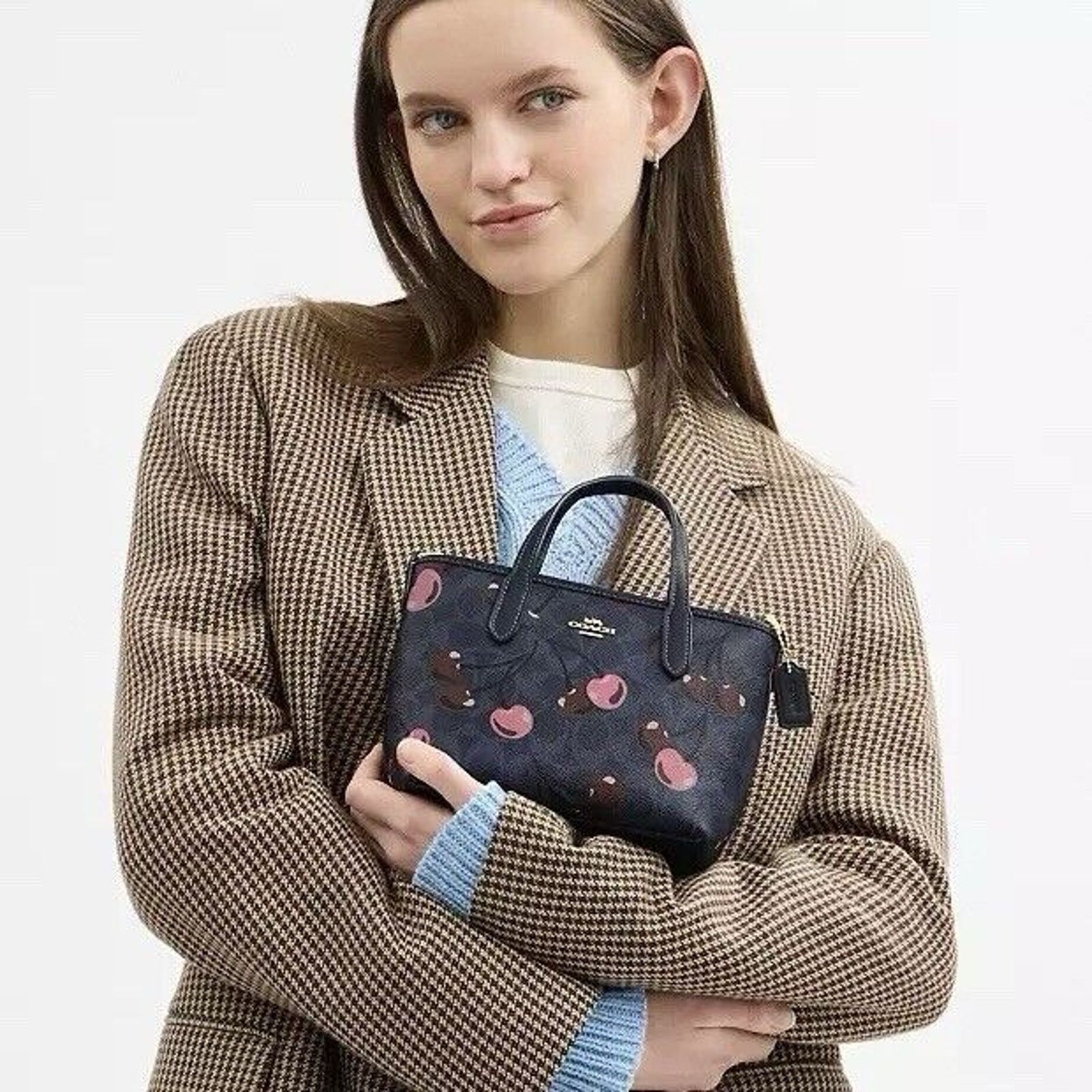 Coach NWT Coach City Mini Tote Bag Signature Canvas Cherry Print Size ONE SIZE - 8 Thumbnail