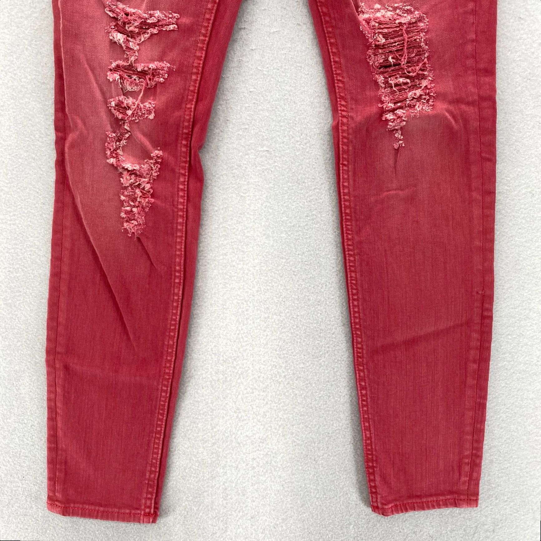 Vintage VIGOSS Chelsea Skinny Jeans Women's 27 Pink Denim Distressed Grunge Stretch 5-Pocket Inseam 28 Dark Pink Size 27" / US 4 / IT 40 - 3 Thumbnail