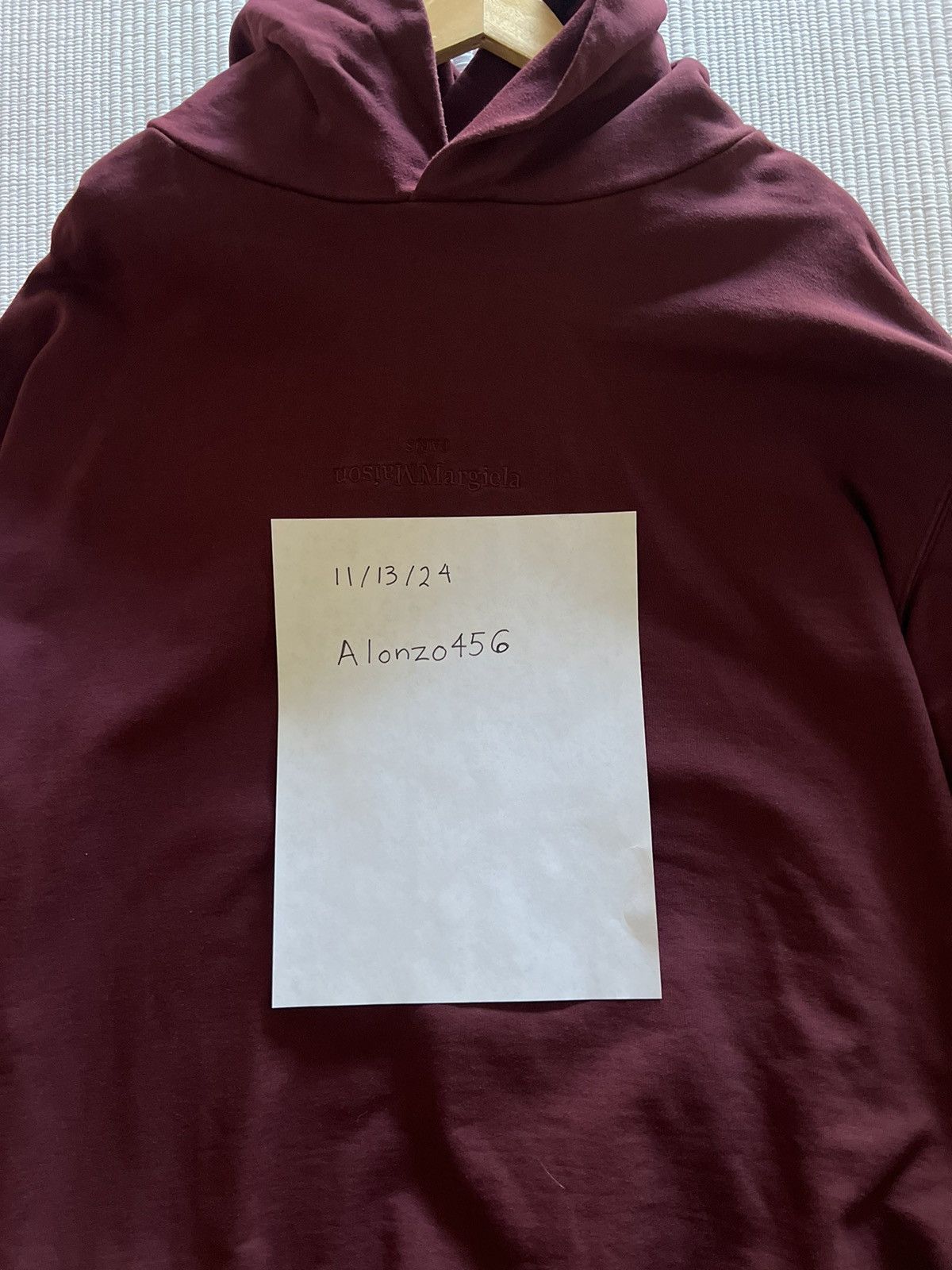 Maison Margiela Maison Margiela Burgundy Embroidered Hoodie Size US XL / EU 56 / 4 - 9 Thumbnail