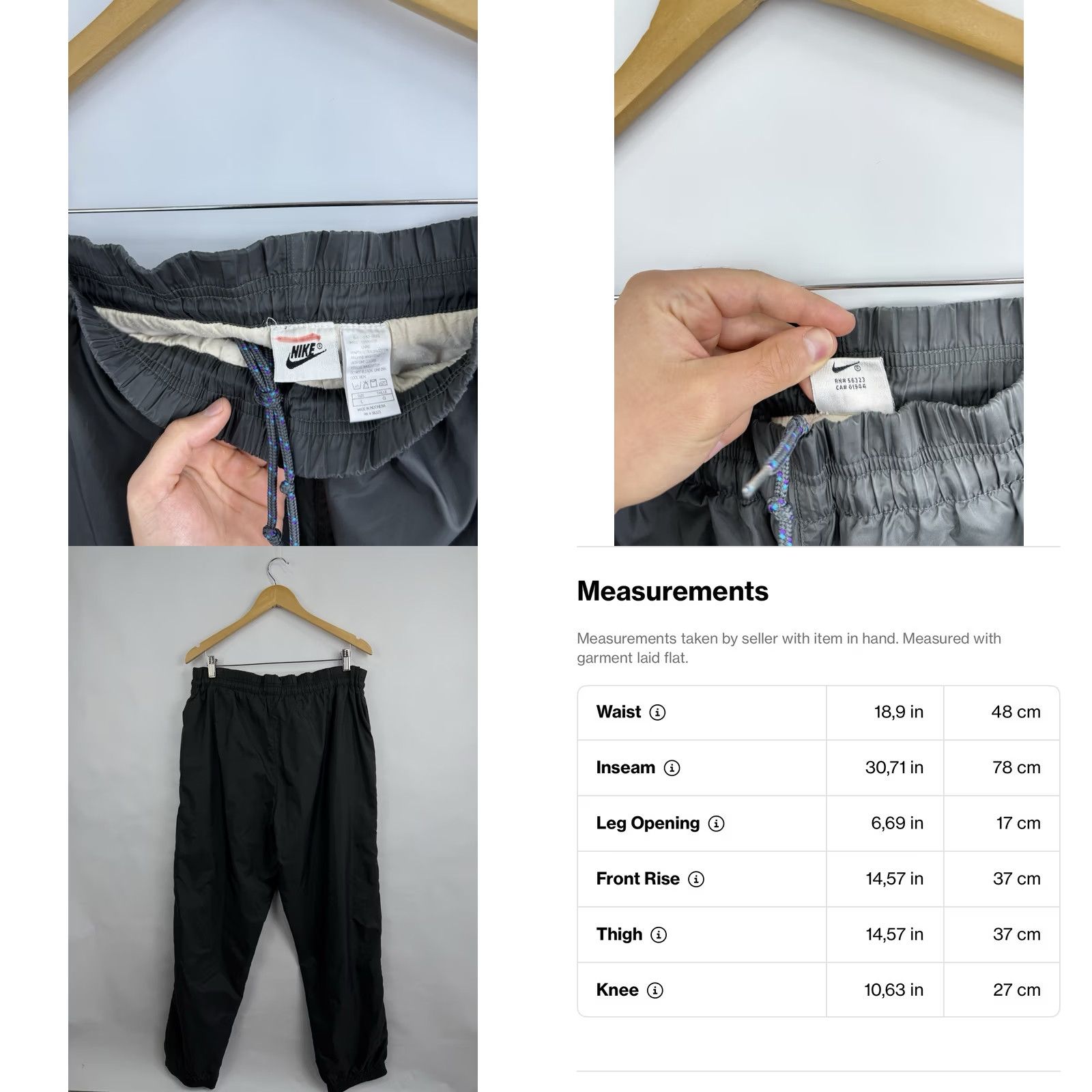 Nike VINTAGE Nike Track Pants L Black 80s Retro Nylon Men Size US 33 - 8 Thumbnail