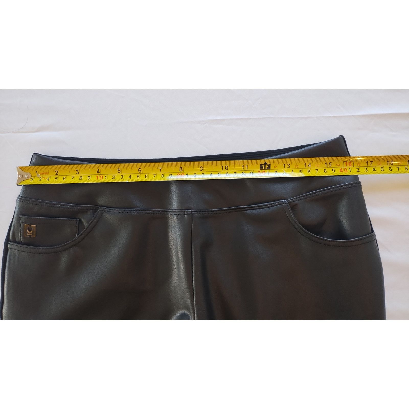Other Belle Kim Gravel Faux Leather Black Pants Women Sz12 Size 34" / US 12 / IT 48 - 12 Thumbnail