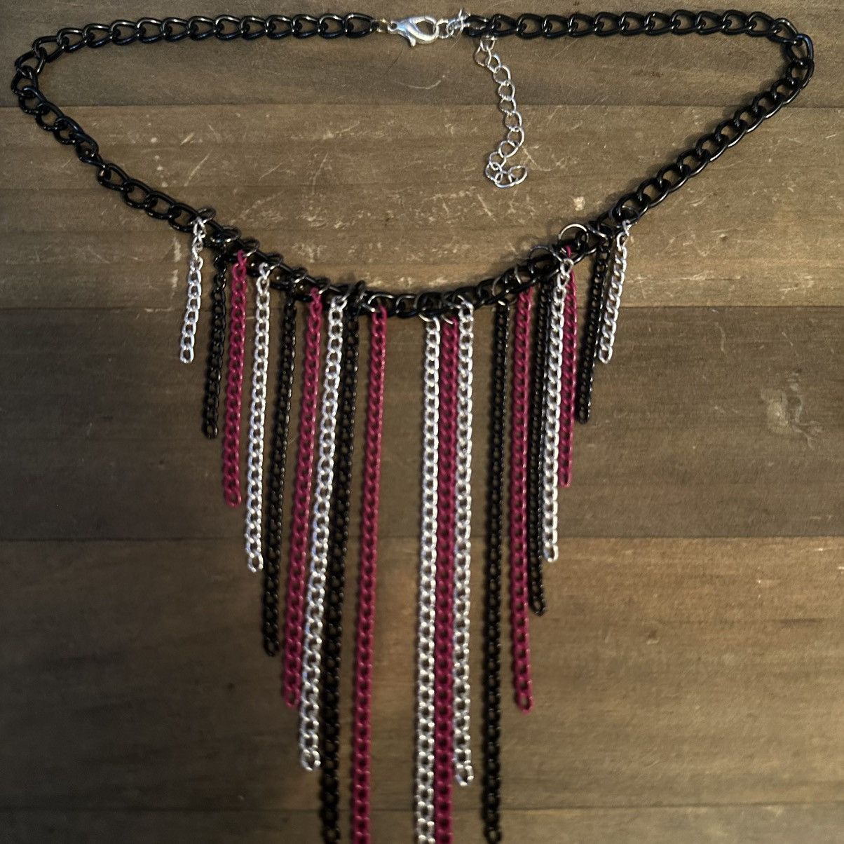 Other Black, silver and pink fringe necklace Size ONE SIZE - 2 Thumbnail