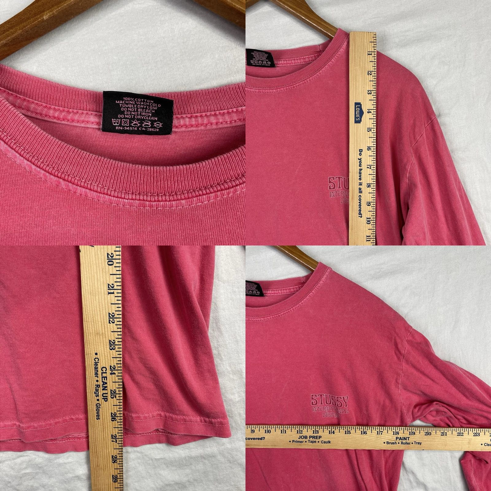 Vintage Stussy Shirt Mens M Pink Skull Roses Long Sleeve Pullover Logo Graphic Print T-Shirt Streetwear Regular Fit Adults Mens Size US M / EU 48-50 / 2 - 8 Thumbnail