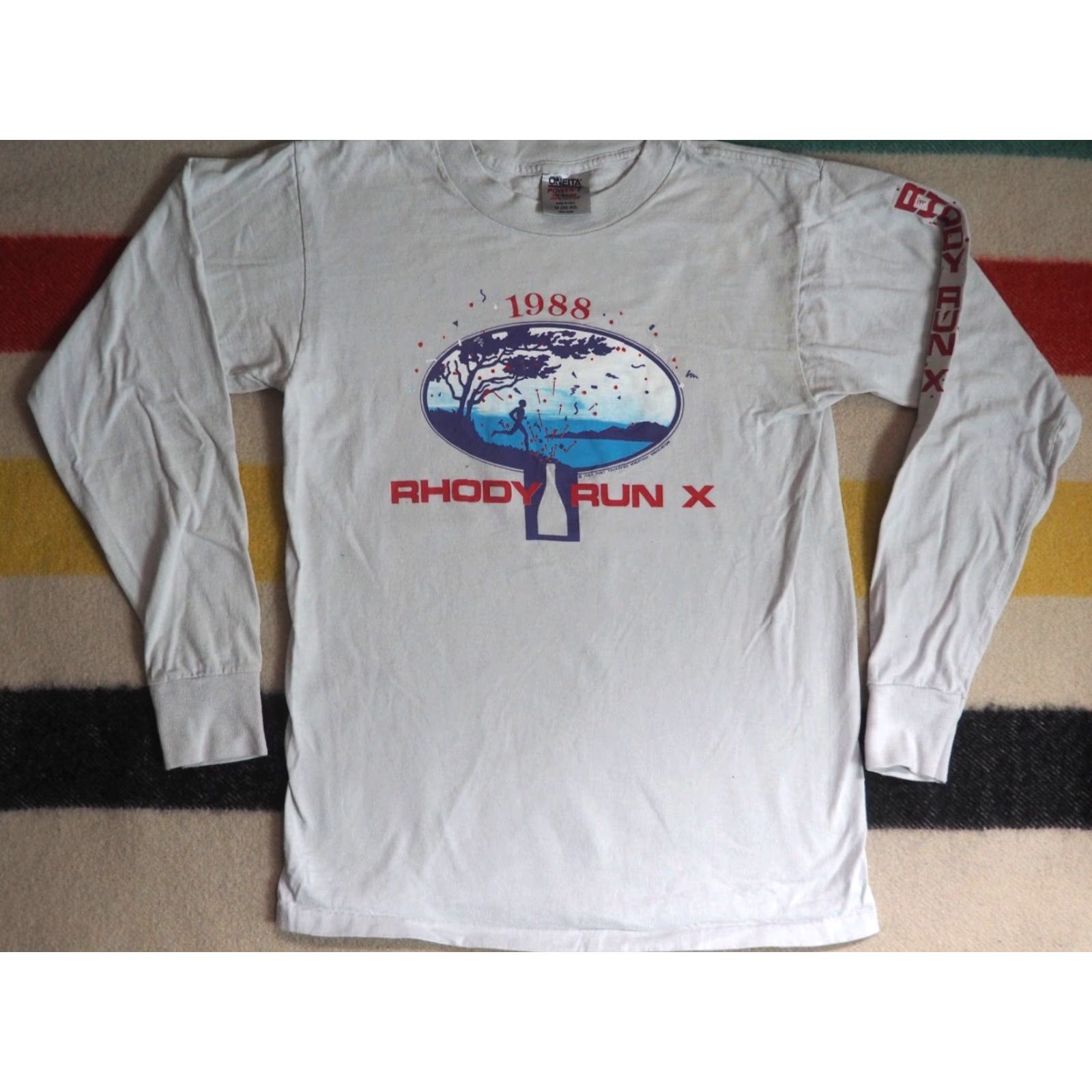 Vintage VTG 80s Oneita Port Townsend WA Rhody Run 1988 Marathon Gray L/S Tee T-Shirt S Size US S / EU 44-46 / 1 - 2 Thumbnail
