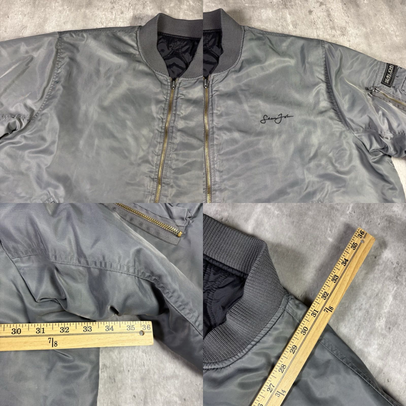 Sean John VINTAGE Sean John Bomber Jacket Gray Full Zip 2XL Mens 90s Military Style Size US XXL / EU 58 / 5 - 8 Thumbnail