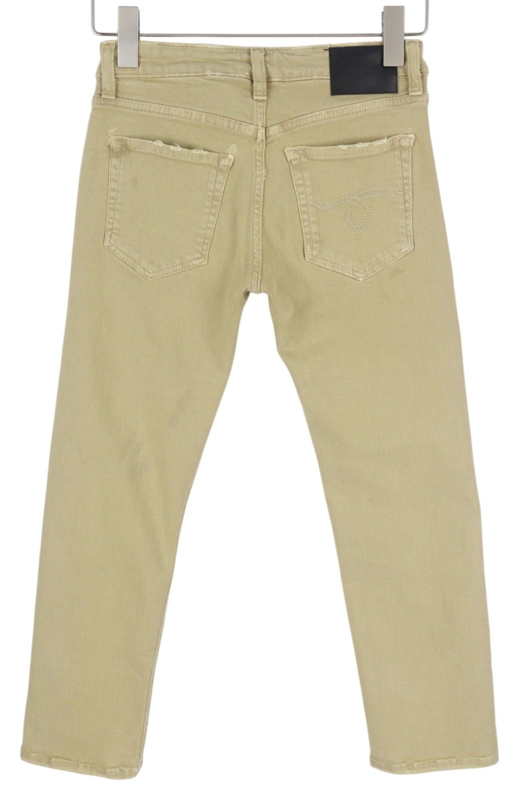 R13 BOY STRAIGHT 24 Khaki Stretchy Washed Ankle Logo 86292 Size 24" / US 00 / IT 34 - 4 Thumbnail