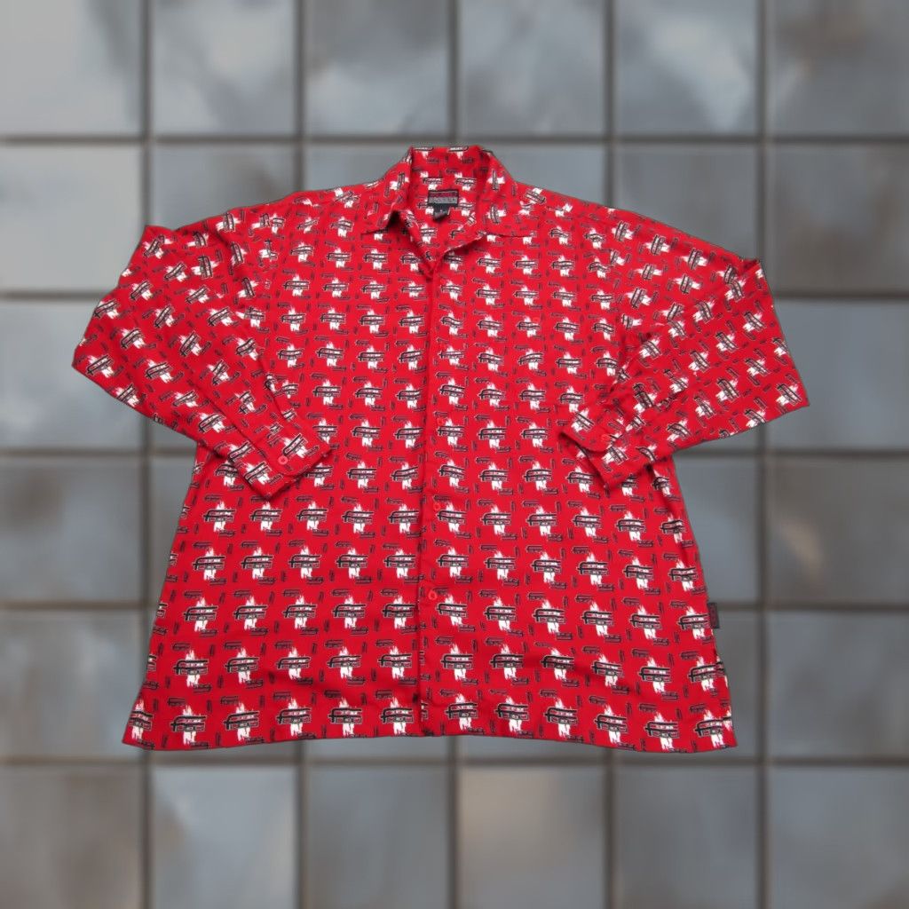 Fubu VINTAGE FUBU Graphic Print Long Sleeve Button-Up Shirt Mens Large Red 2000s Hip Hop Anime Size US L / EU 52-54 / 3 - 1 Thumbnail