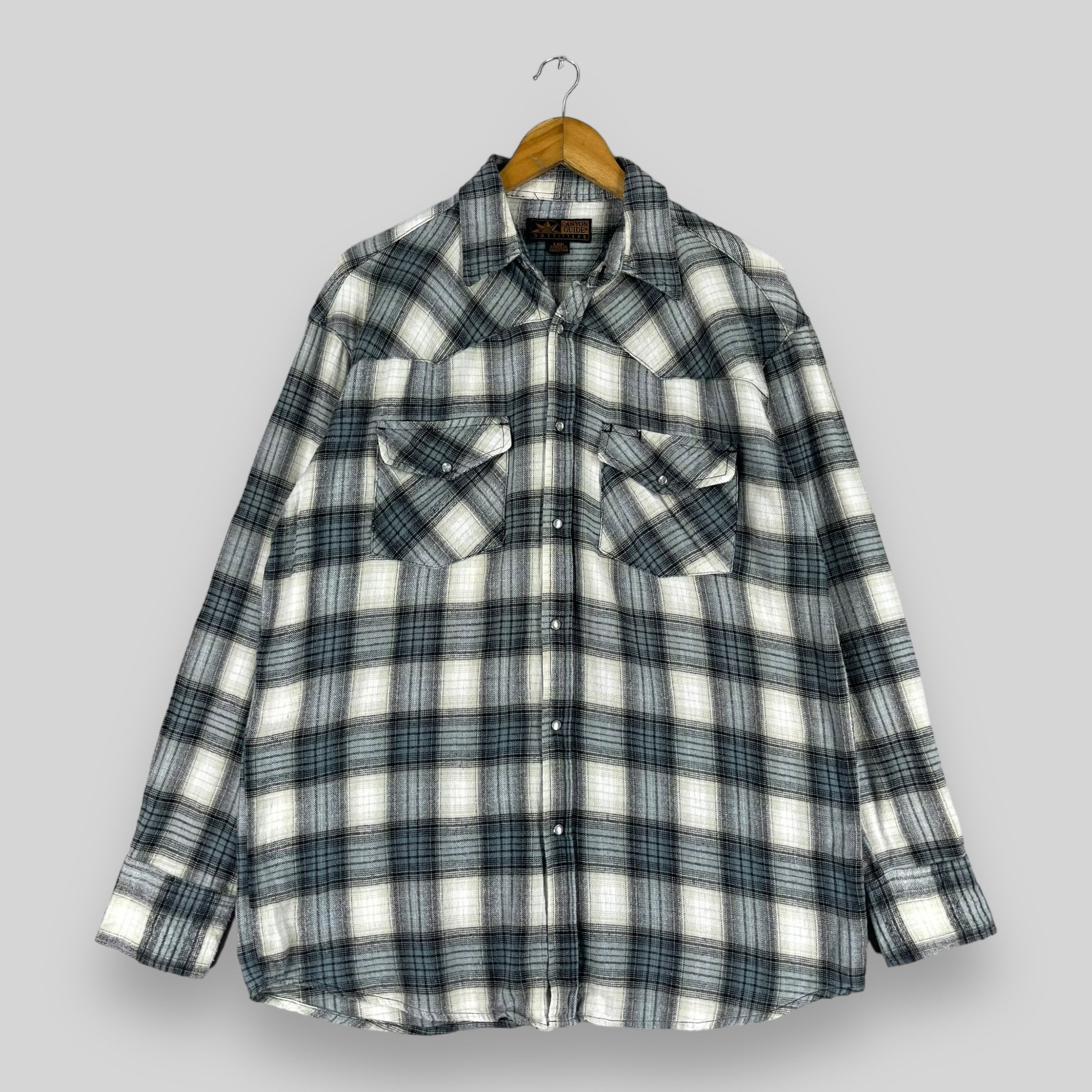 Flannel × Japanese Brand Vintage Plaid Checkered Shadow Black/Gray Western Shirt Size US L / EU 52-54 / 3 - 1 Thumbnail