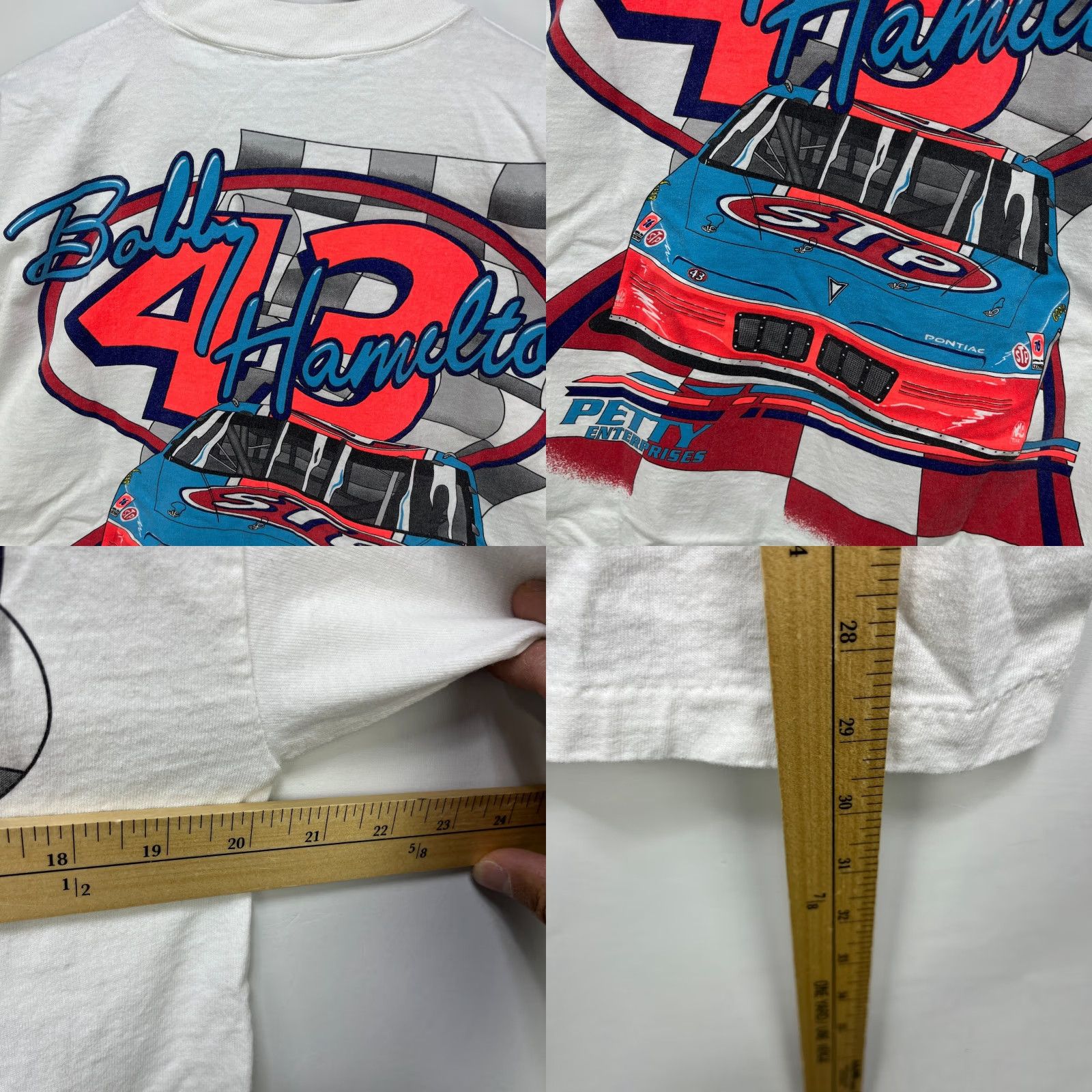 NASCAR VINTAGE NASCAR T Shirt Men M White 90s Bobby Hamilton Made In USA T-Shirt Size US M / EU 48-50 / 2 - 8 Thumbnail
