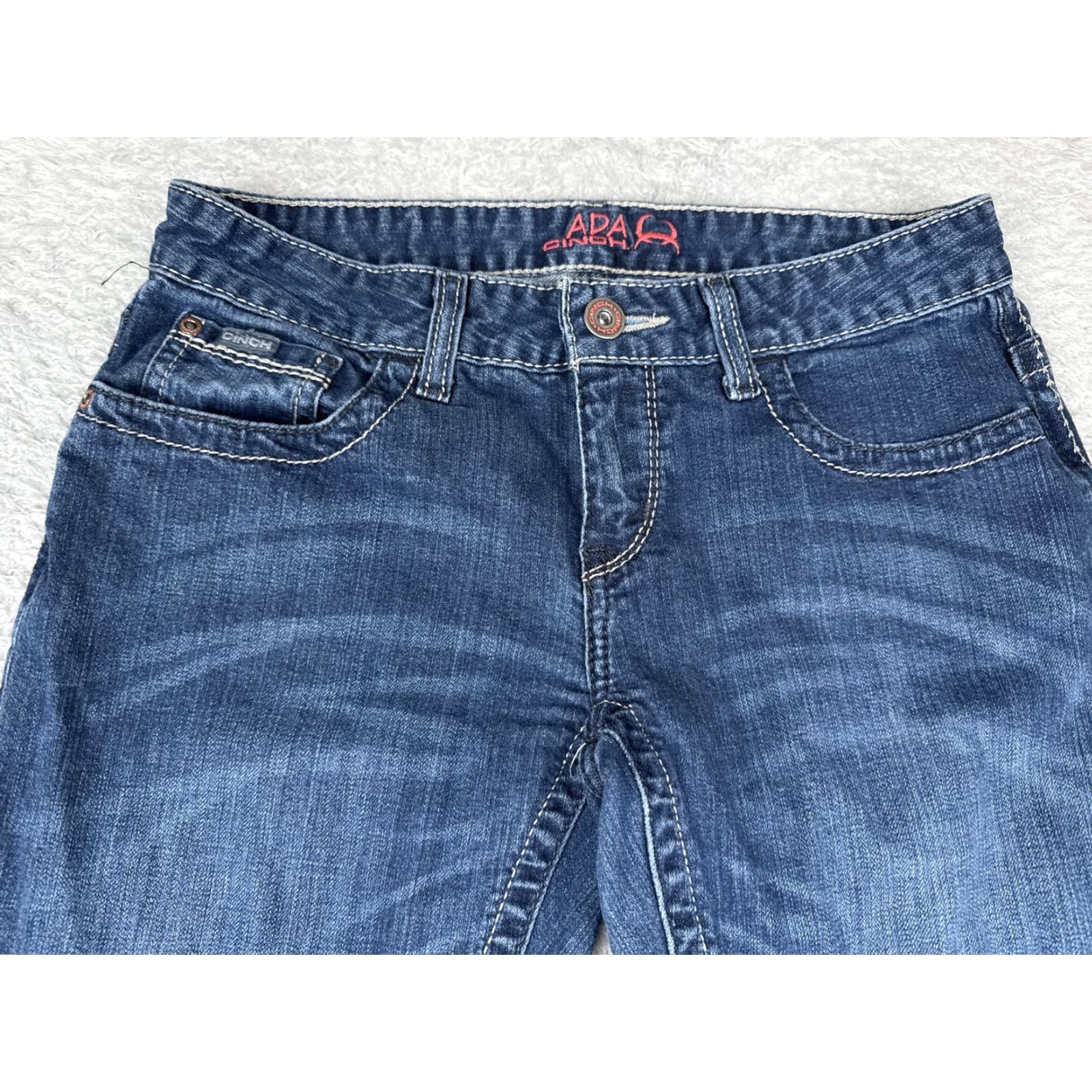 Vintage Cinch Jeans Womens 27x28 Blue Stretch Denim Ada Bootcut Mid Rise Western Cowgirl Size 27" / US 4 / IT 40 - 4 Thumbnail