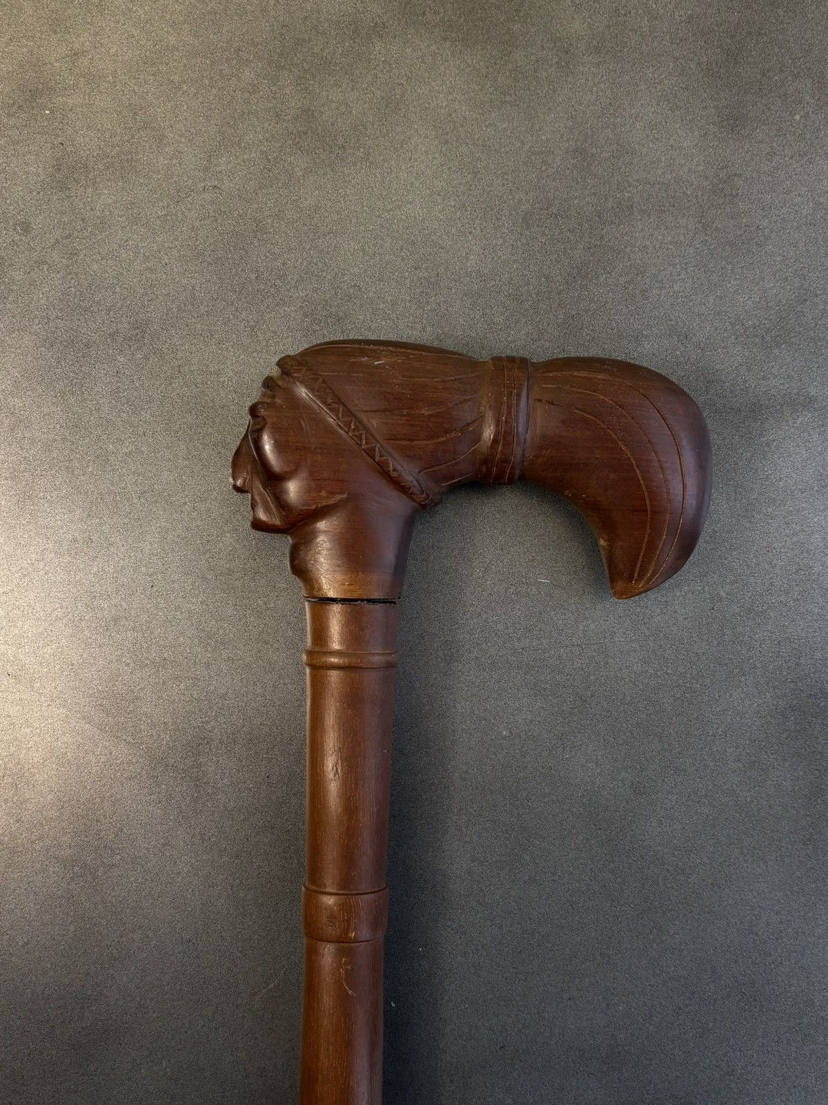 Sugar Cane × Vintage × Wood Wood Vintage Walking Stick Native Chief Indigenous Support Cane Size ONE SIZE - 9 Thumbnail