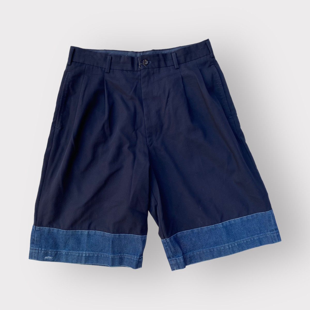 Comme des Garcons Vintage 90’s Wool Shorts With Denim Hem Size US 30 / EU 46 - 1 Thumbnail