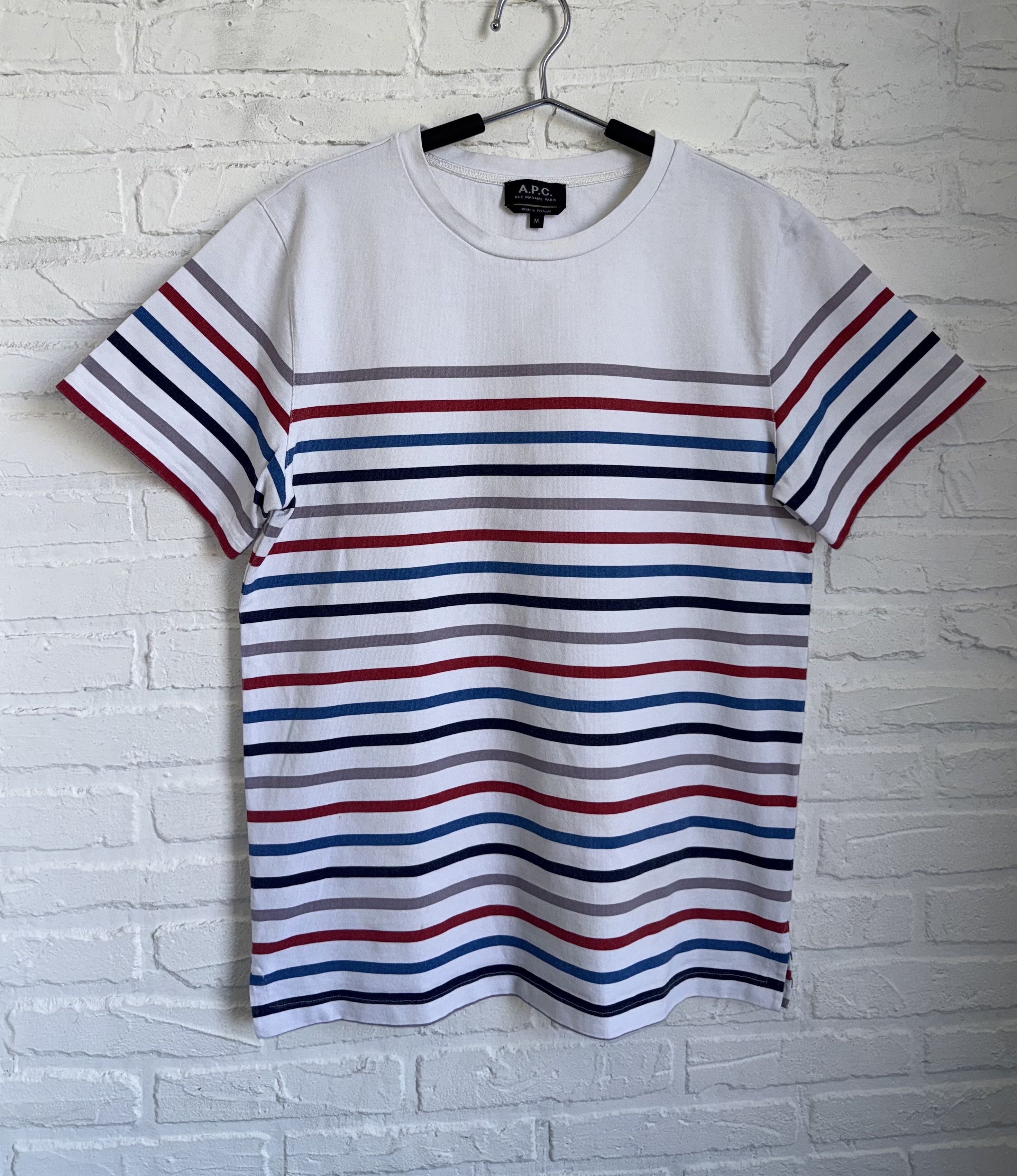 A.P.C. A.P.C. multicolor striped white t-shirt Size US M / EU 48-50 / 2 - 1 Thumbnail