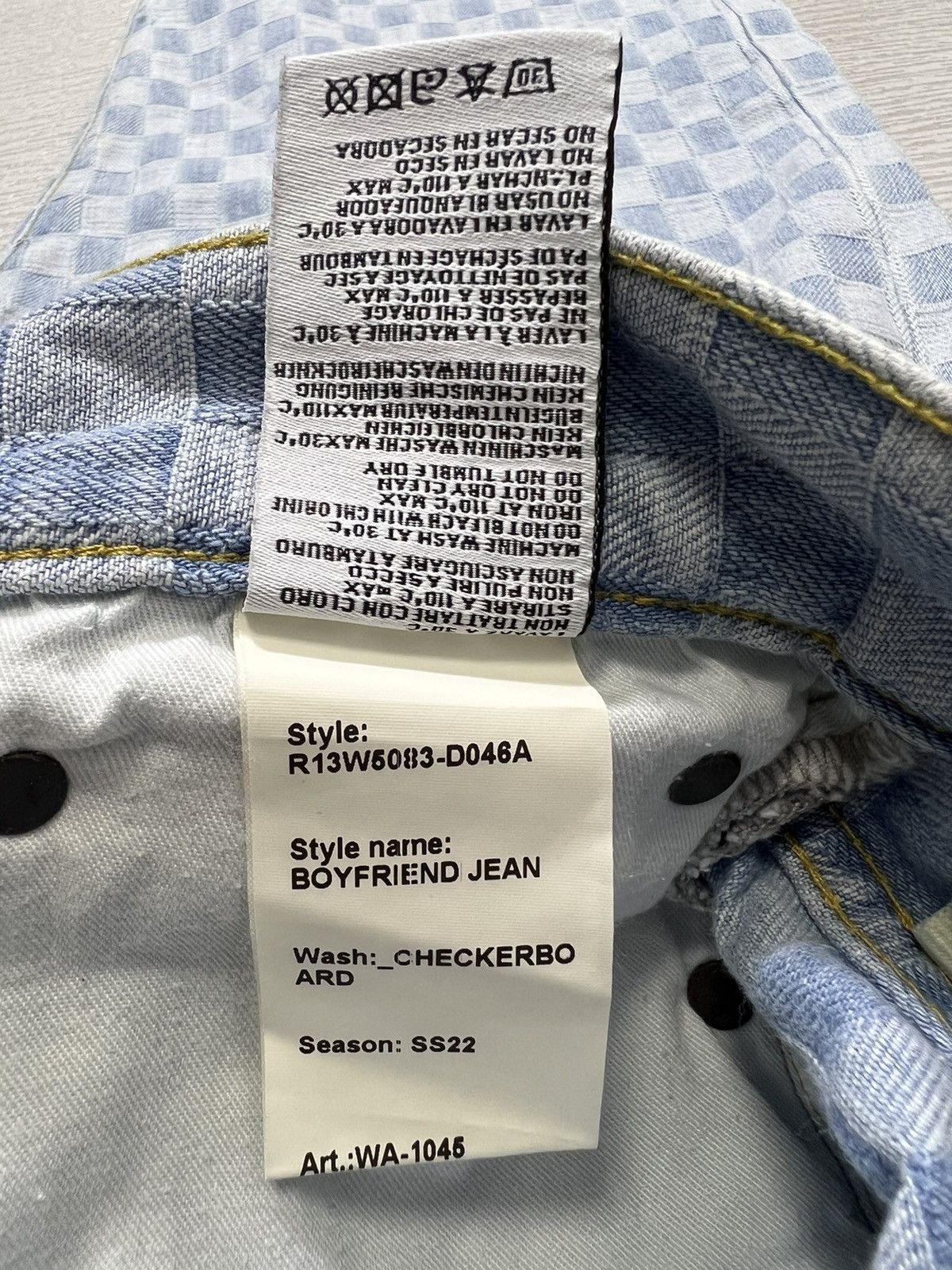 R13 R13 - S/S 22’ - Checkerboard Boyfriend Jeans Size US 27 - 12 Thumbnail