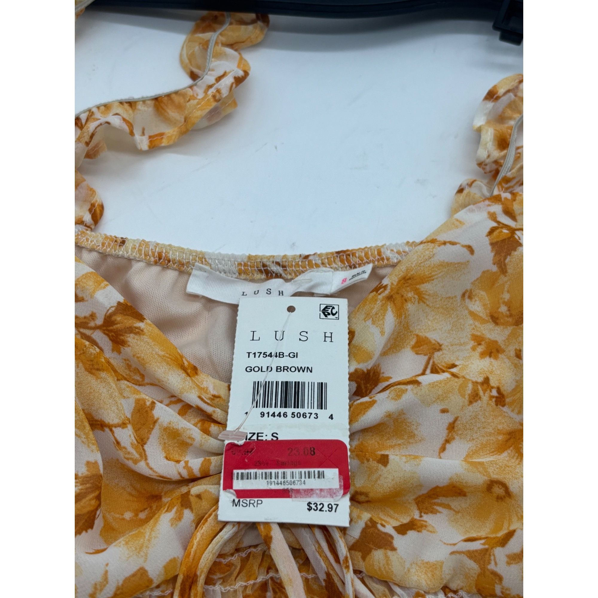 Other Lush Floral Tie Front Tank Top Gold Brown, Sz. S Size S / US 4 / IT 40 - 7 Thumbnail