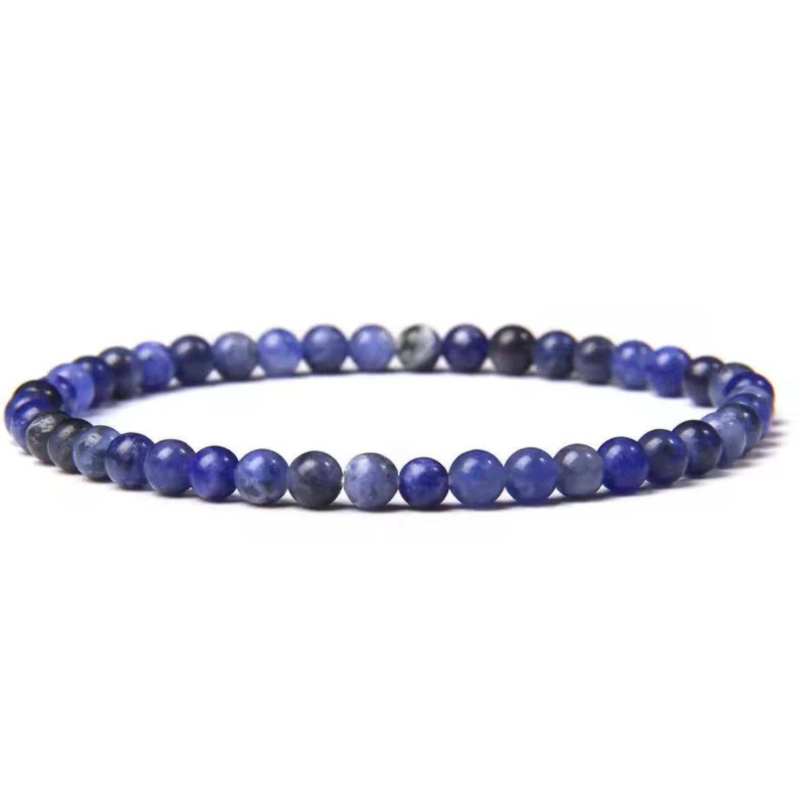 Jewelry Blue 4MM Reiki Natural Stone Beads Bracelet Size ONE SIZE - 1 Thumbnail