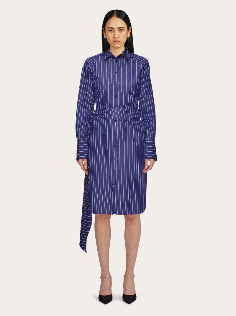 Salvatore Ferragamo o1y0326 Midi Dress in Navy/White Size XS / US 0-2 / IT 36-38 - 3 Thumbnail