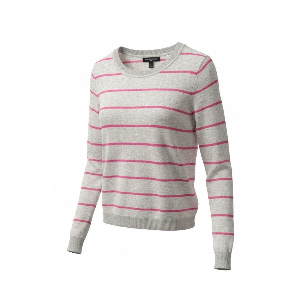 Banana Republic Banana Republic Gray Pink Striped Sweater Women’s Small Size S / US 4 / IT 40 - 1 Thumbnail