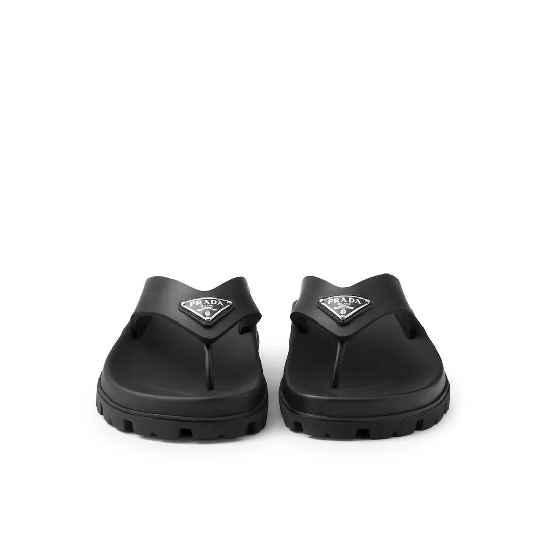 Prada PRADA $750 Black Rubber Thong Sandals New And Authentic (Wom Size US 9 / IT 39 - 4 Thumbnail