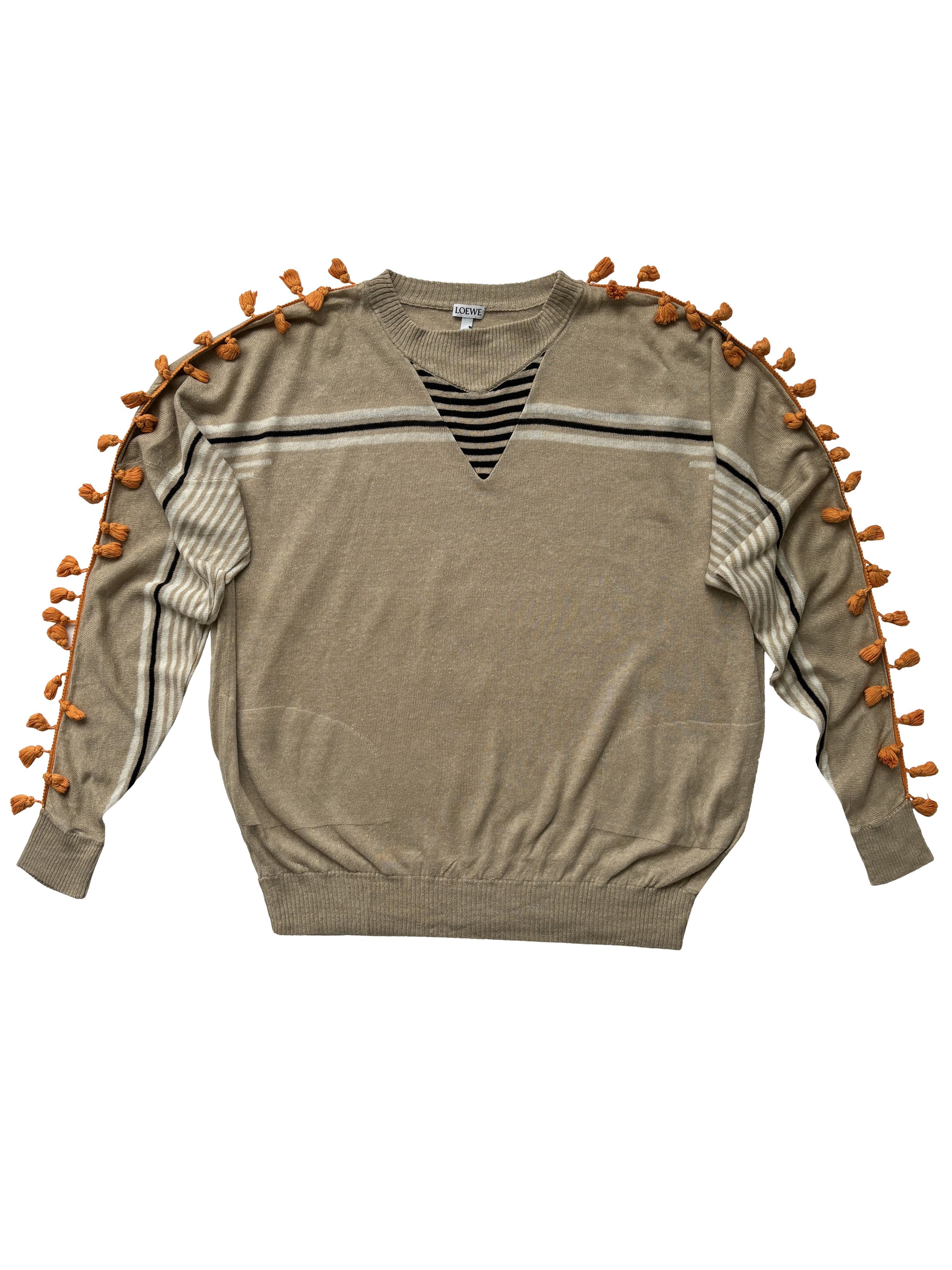 Loewe ⚡️QUICK SALE⚡️Loewe Beige Linen/Cotton Knit Tasseled Sweater Size US XS / EU 42 / 0 - 1 Thumbnail