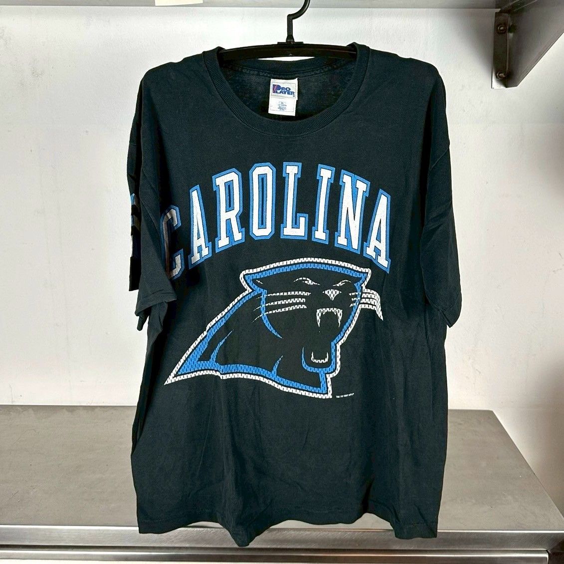 Vintage Vtg 1997 Carolina Panthers All Over Print NFL AOP T-shirt Size US XL / EU 56 / 4 - 1 Thumbnail