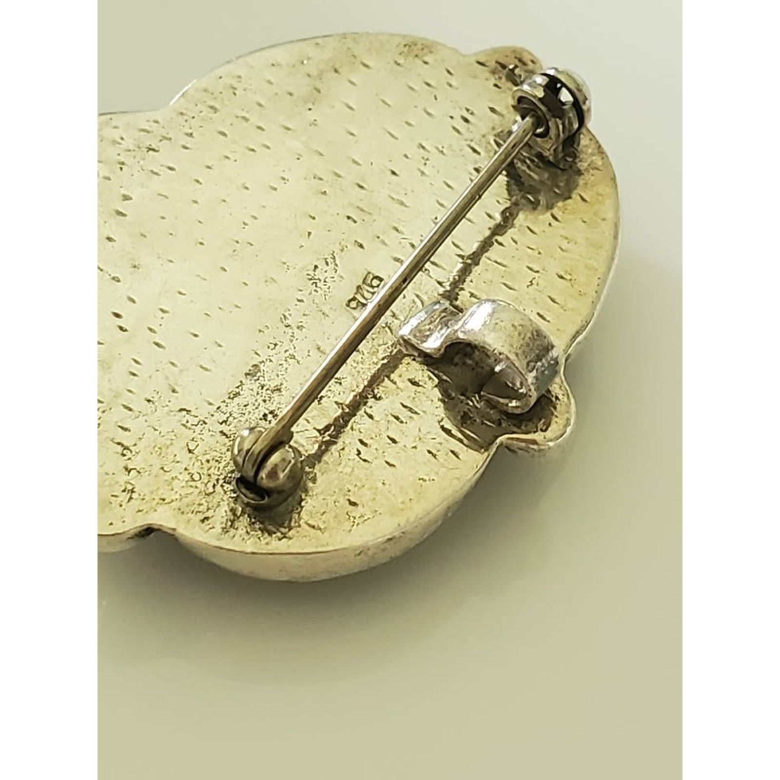 Other Vintage Sterling Silver Oval Onyx Carbochon Pendant Brooch Size ONE SIZE - 3 Thumbnail