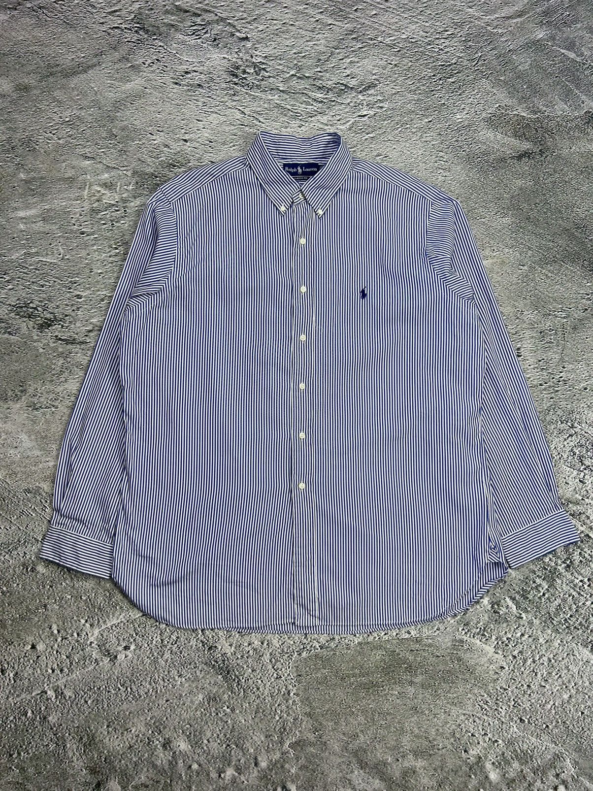 Polo Ralph Lauren × Ralph Lauren × Vintage Polo Ralph Lauren shirt button up longsleeve blue striped Size US L / EU 52-54 / 3 - 1 Thumbnail