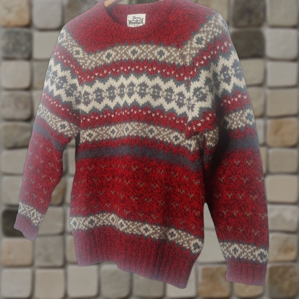 Vintage VINTAGE Woolrich Sweater Nordic Knit Pullover Women S Red Gray White Tan 85% Wool/15% Nylon Casual Fall Winter Hong Kong Womens Size S / US 4 / IT 40 - 1 Thumbnail