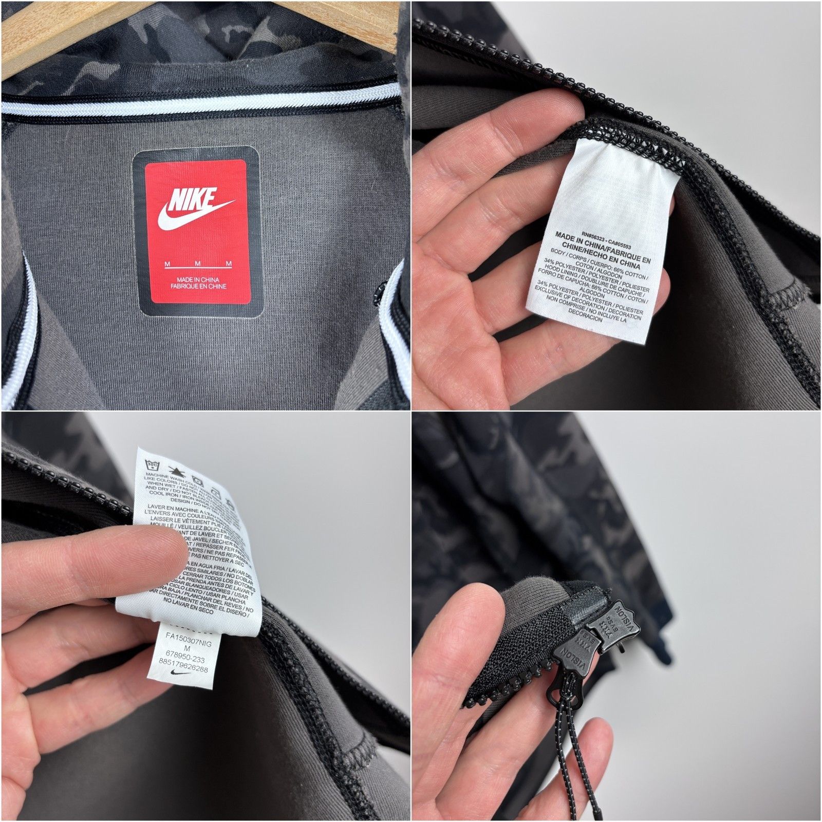 Nike Mens Nike Tech Fleece Full Zip Hoodie Camo Size M Size US M / EU 48-50 / 2 - 10 Thumbnail