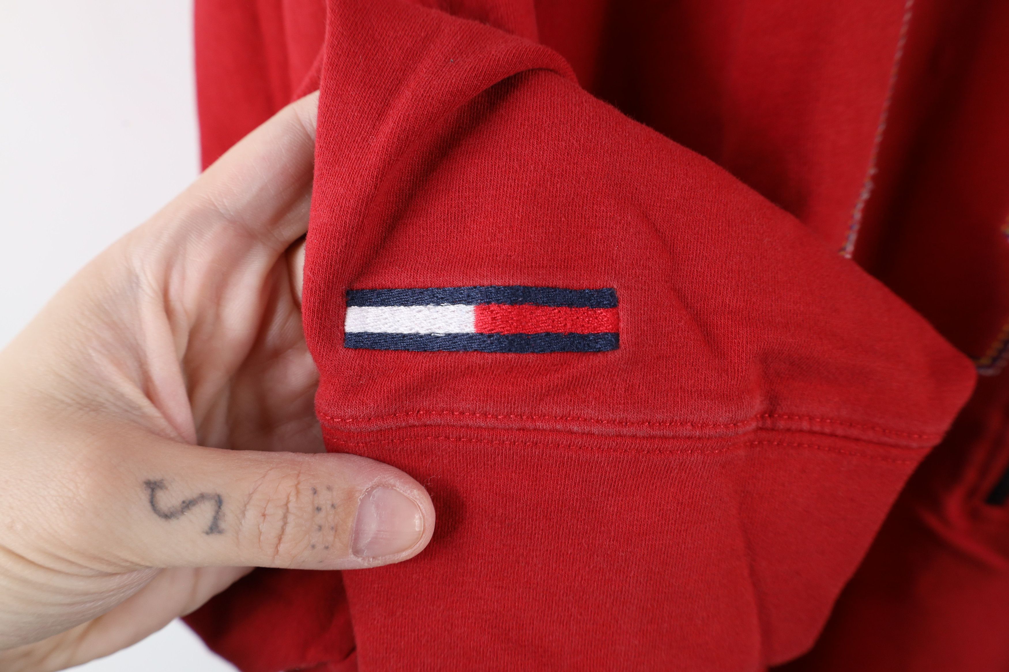 Tommy Hilfiger × Vintage Vintage 90s Tommy Hilfiger Out Big Logo Half Zip Sweater Size US XXL / EU 58 / 5 - 4 Thumbnail