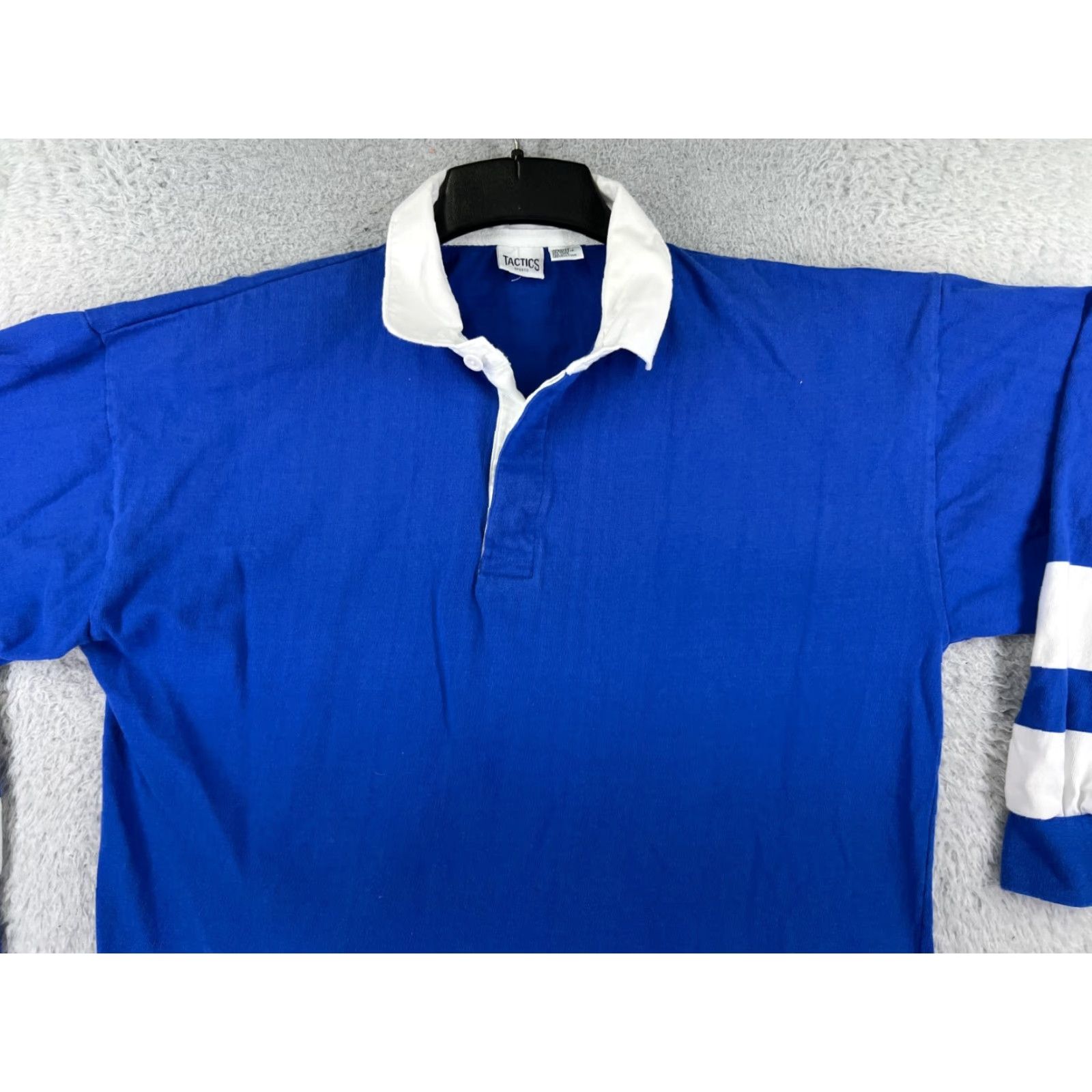 Vintage VINTAGE Tactics Sports Polo Shirt Men L Blue White Striped 100% Cotton Golf Rugby Polo Size US L / EU 52-54 / 3 - 6 Thumbnail