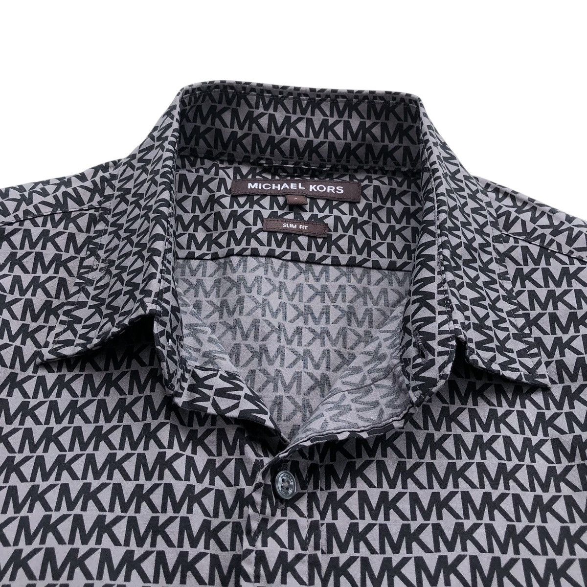 Michael Kors Michael Kors Slim Fit Logo Print Stretch Cotton Shirt Size US S / EU 44-46 / 1 - 14 Thumbnail
