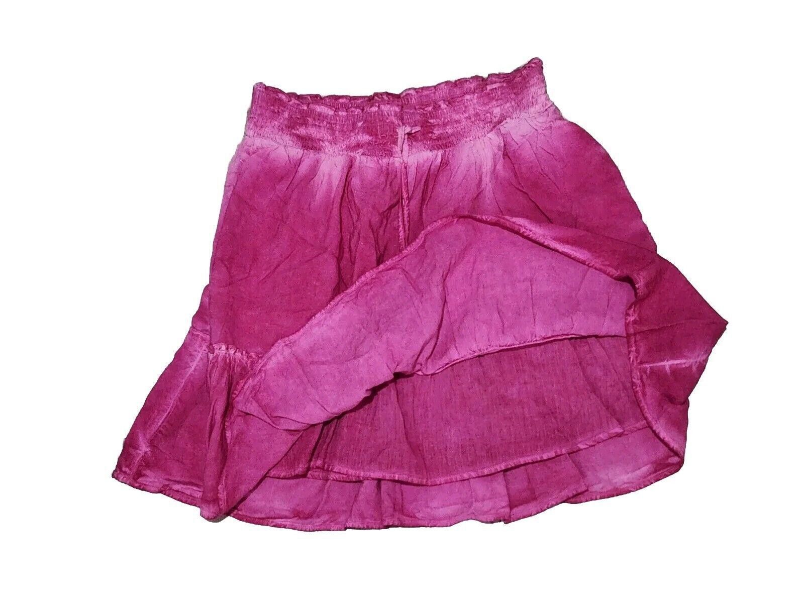Designer Pilcro Skirt small Pink Tiered Elastic Waist Viscose Linen Size 28" / US 6 / IT 42 - 3 Thumbnail