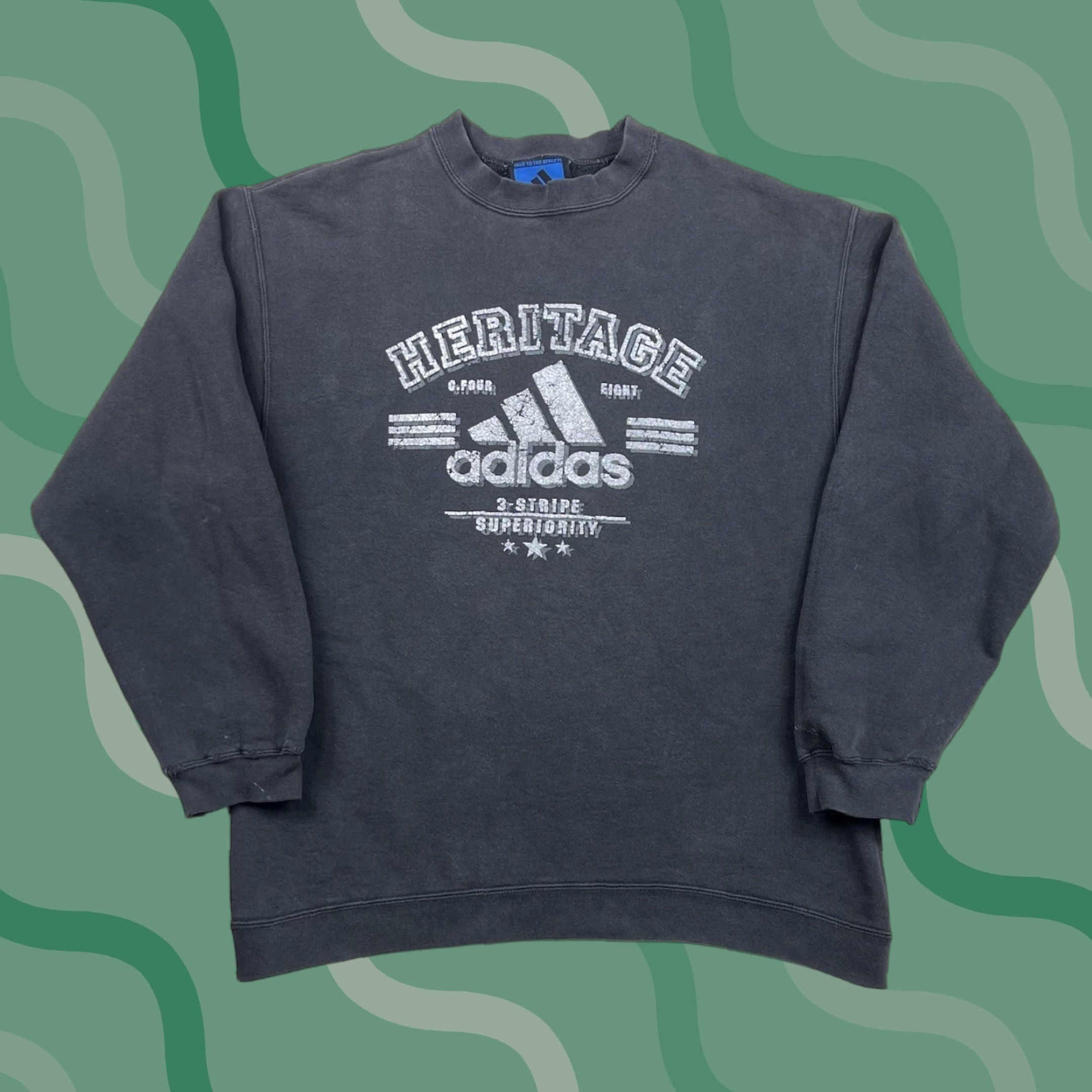 Adidas VINTAGE adidas Crewneck Sweatshirt Heritage Three Stripes Made In USA Mens M Black 90s Sweatshirt Mens M Size US M / EU 48-50 / 2 - 1 Thumbnail