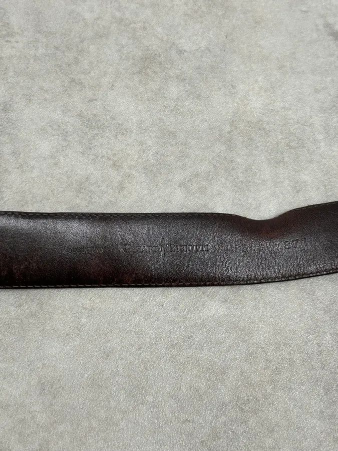 Vintage Cesare Paciotti Gold Dagger Buckle Brown Leather Belt Size ONE SIZE - 7 Thumbnail