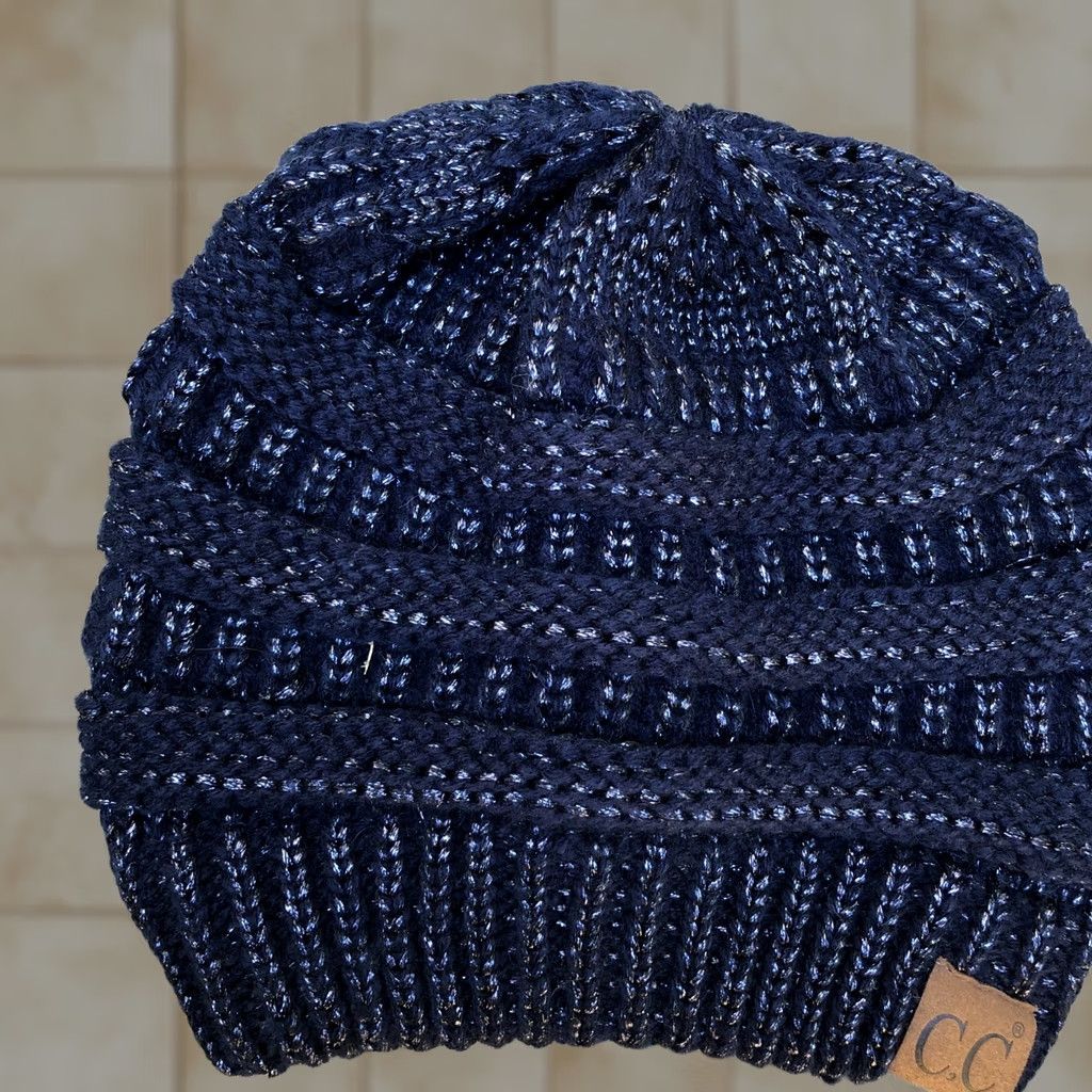 Vintage CC Exclusives Knit Skull Beanie Hat Women's Blue Cap 100% Acrylic Beanie Knit Wool (if "Wool" not allowed) Size ONE SIZE - 1 Thumbnail