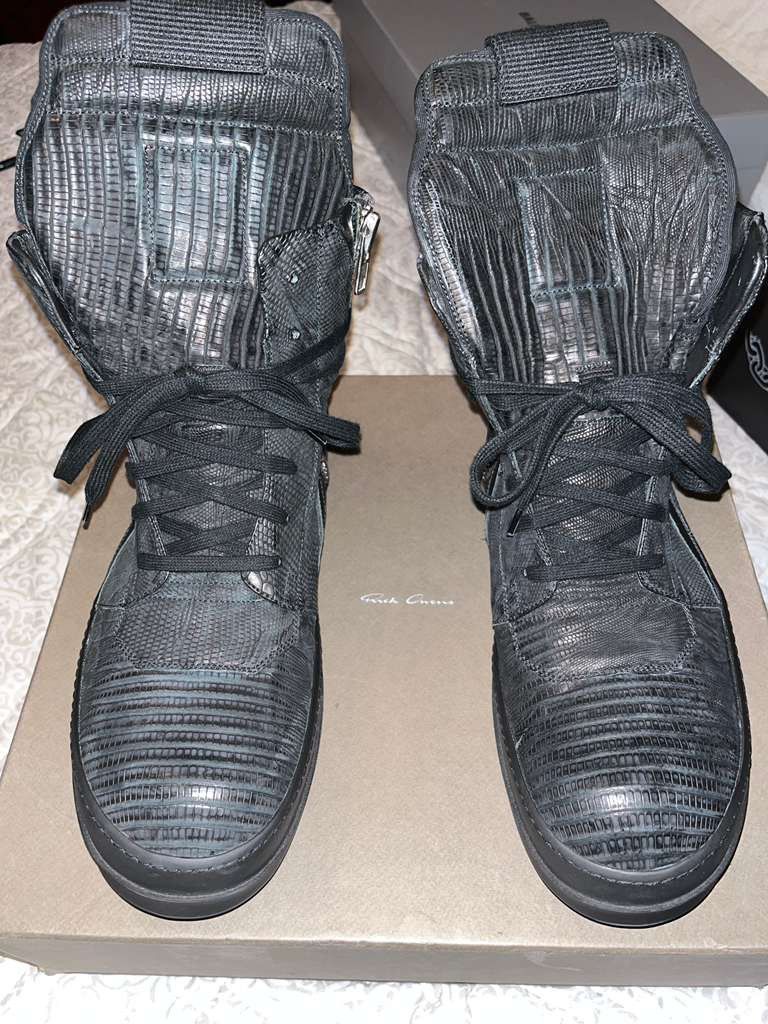 Rick Owens CC30 Iguana Geobasket Sneakers in Black Size US 11 / EU 44 - 1 Thumbnail
