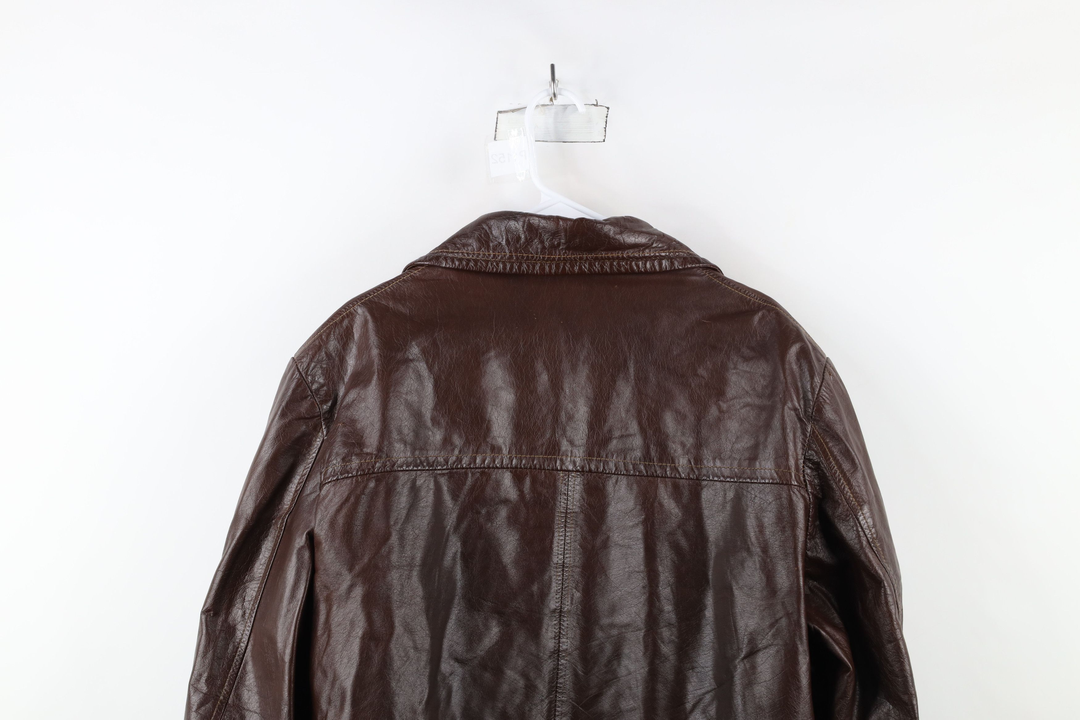 Vintage Vintage 70s Streetwear Lined Full Button Leather Jacket USA Size US XXL / EU 58 / 5 - 14 Thumbnail
