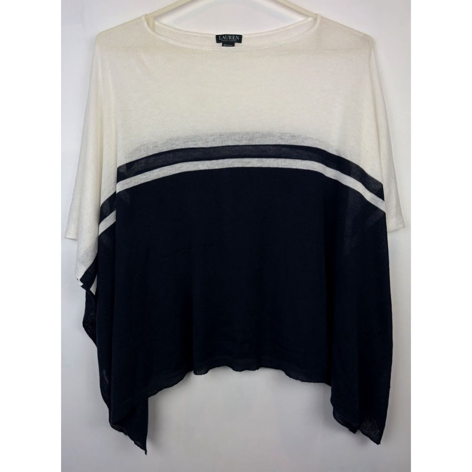 Ralph Lauren LRL Ralph Lauren Sweater Womens One Size Blue Lightweight Preppy Coastal Shawl Layer Size ONE SIZE - 6 Thumbnail