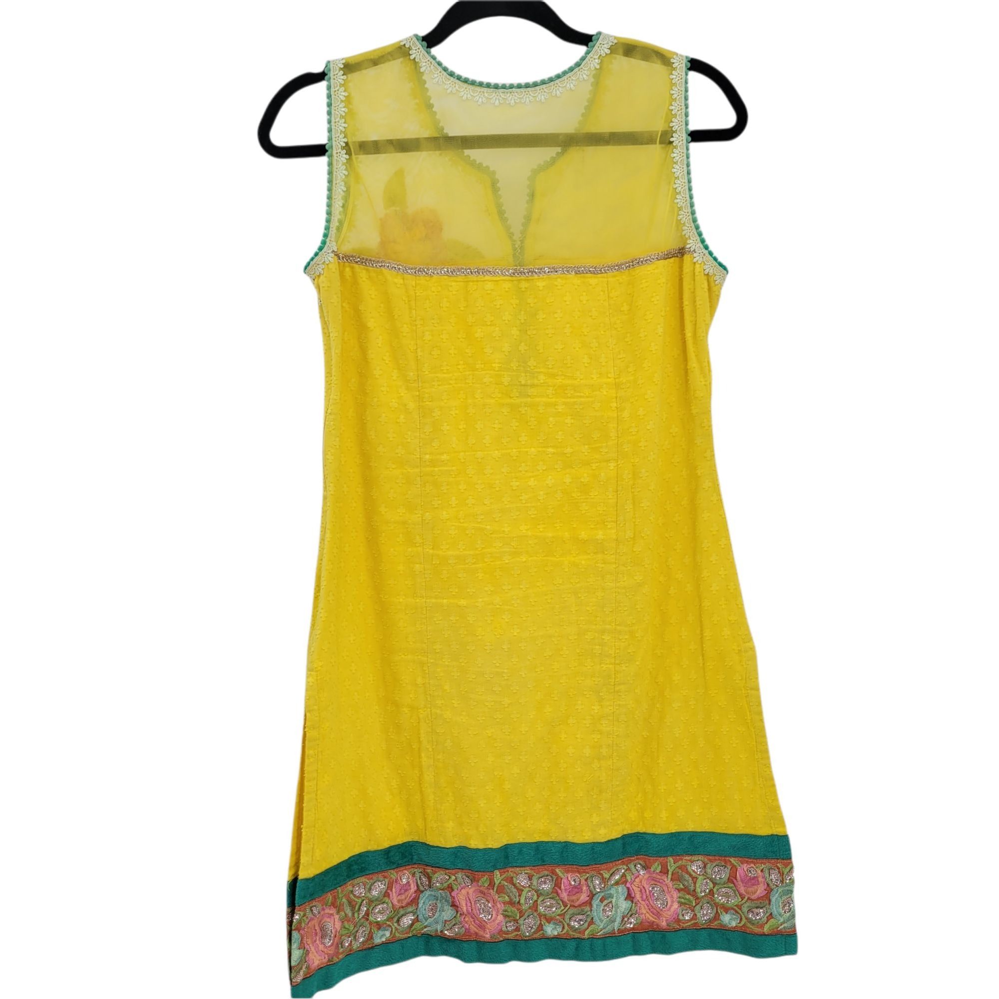 Handmade Handmade 70s Mini Swing Dress Sz S Yellow Swiss Dot Pom Pom Size S / US 4 / IT 40 - 2 Thumbnail