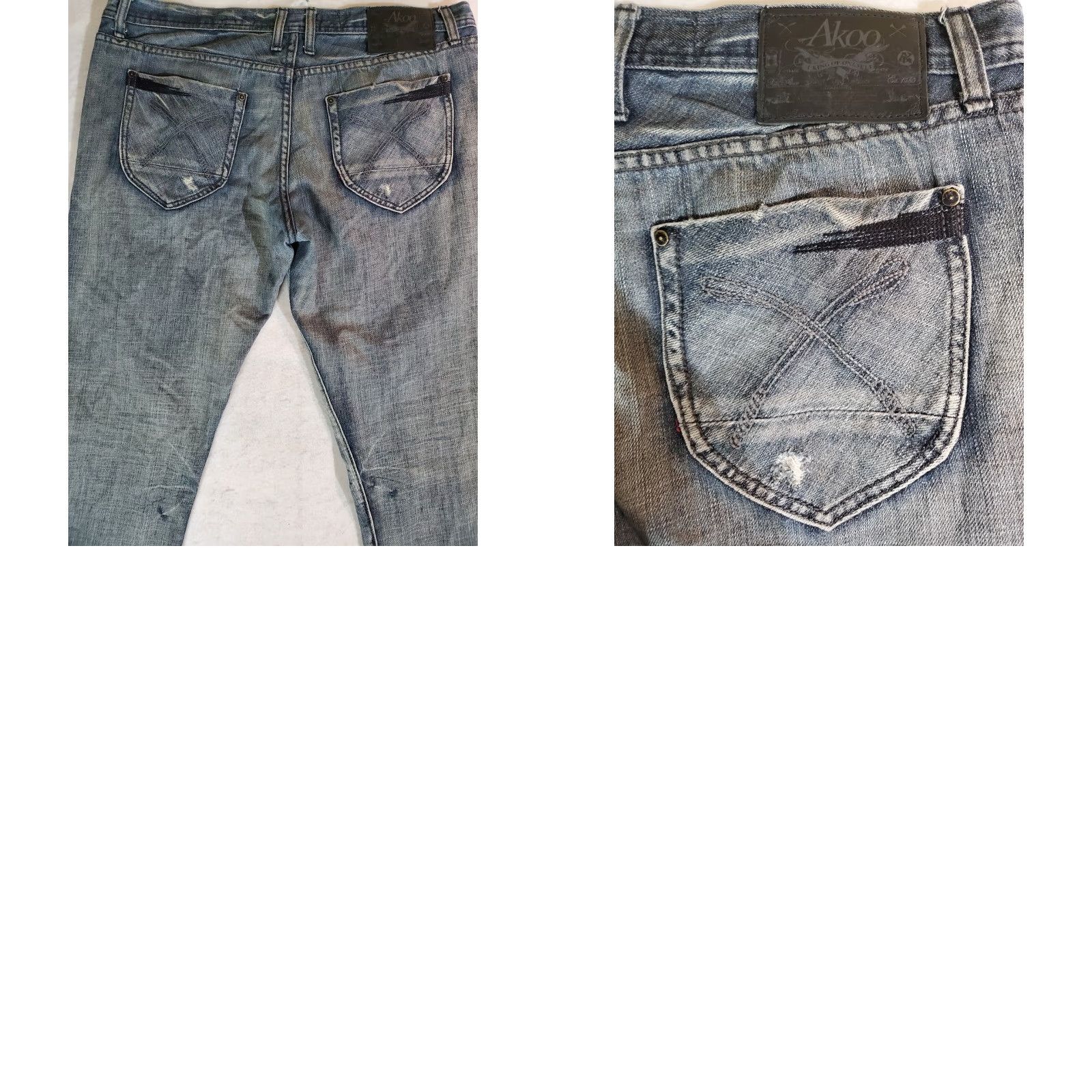 Vintage AKOO Signature Worn Jeans Mens Sz 38x32 Medium Wash Distressed Slim Fit 5-Pocket Denim Blue Size US 38 / EU 54 - 8 Thumbnail