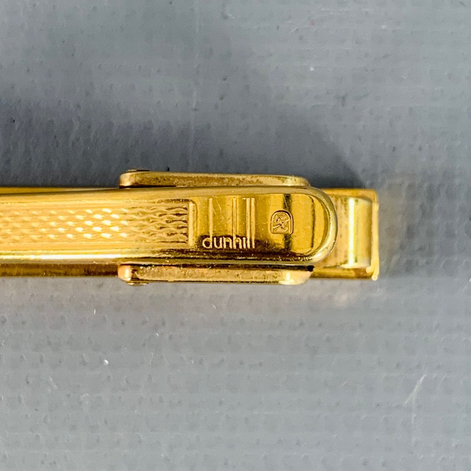 DUNHILL One Size Gold Black Embossed Metal Tie Clip