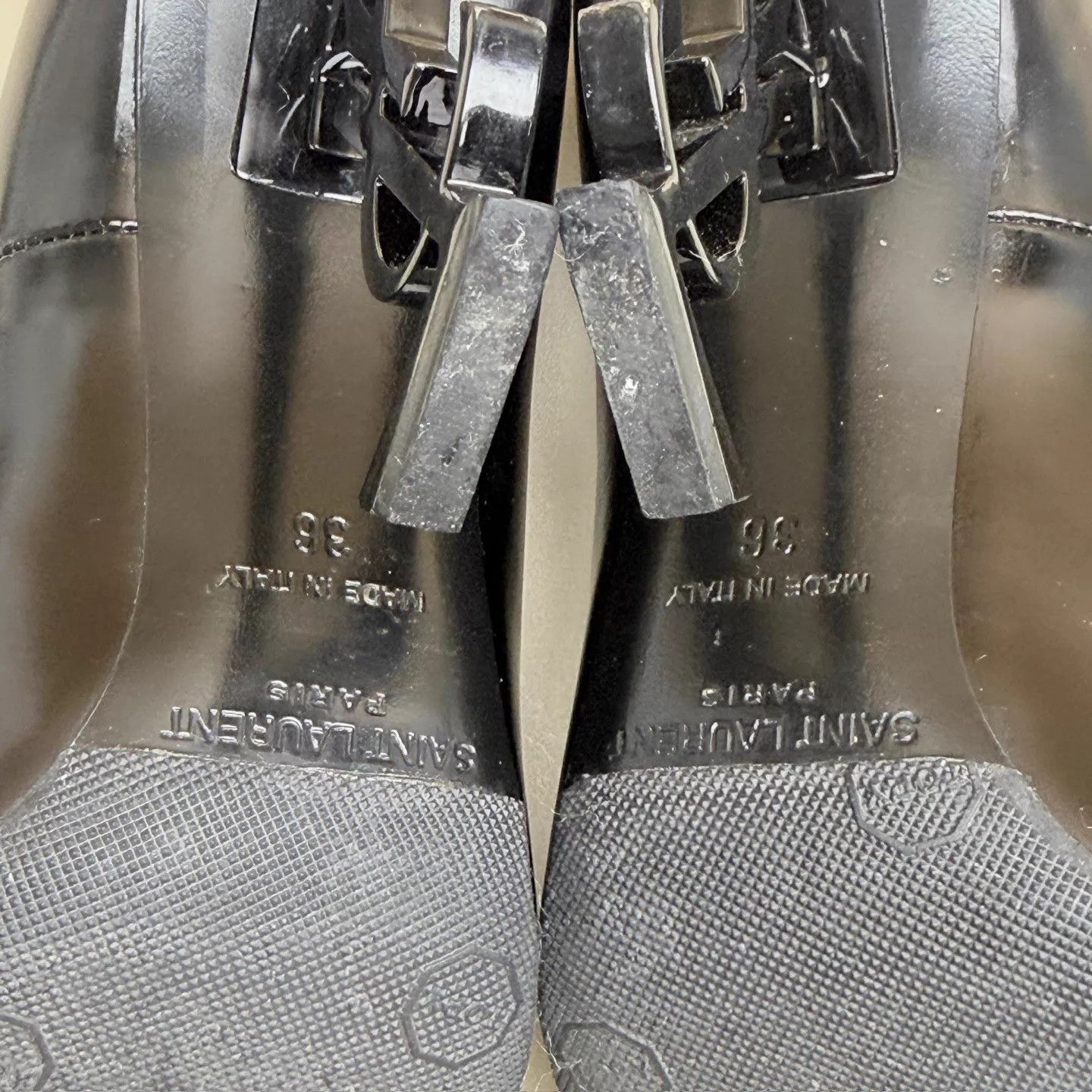 Yves Saint Laurent YSL Black Patent Leather Asymmetric Heel Pump Size 36 Size US 5.5 / IT 35.5 - 7 Thumbnail