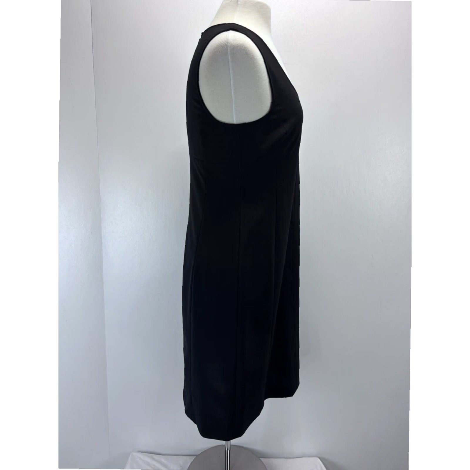 Theory Theory Women's Black Wool Blend Midi Sheath Dress, Size 12, Sleeveless Classic V-Neck, Business Party Wear Size XL / US 12-14 / IT 48-50 - 4 Thumbnail