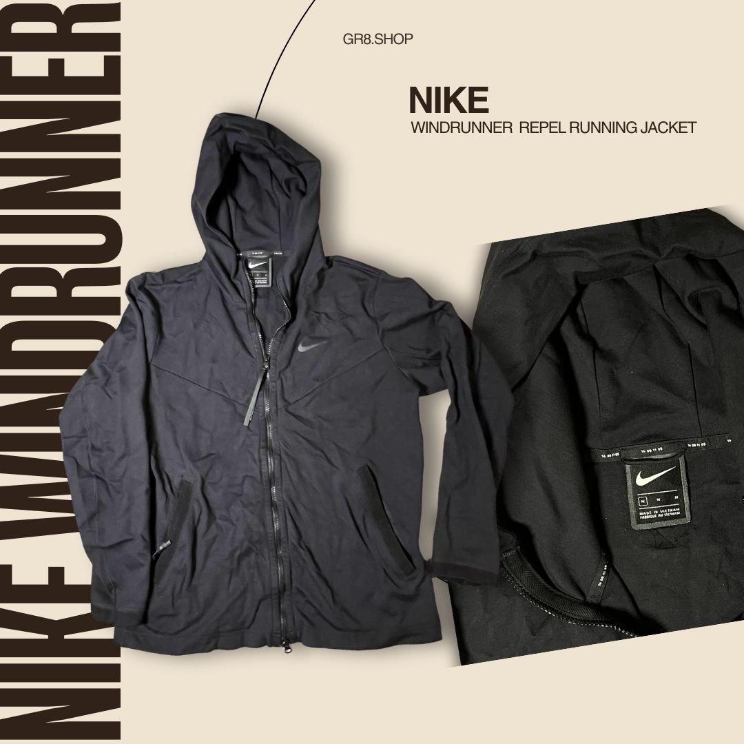 Nike Nike Windrunner Repel Running Jacket Black Hooded Lightweigh Size US M / EU 48-50 / 2 - 1 Thumbnail