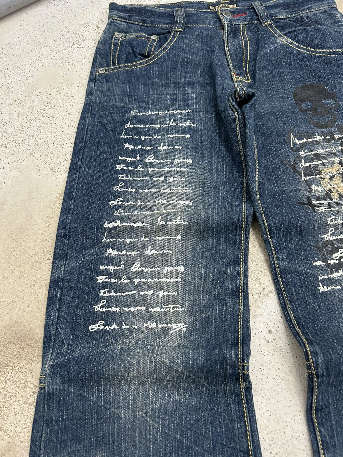 Japanese Brand Batsu Studio Japan Jean Art Poems Clawn Mark Straight Cut Size US 28 / EU 44 - 4 Thumbnail