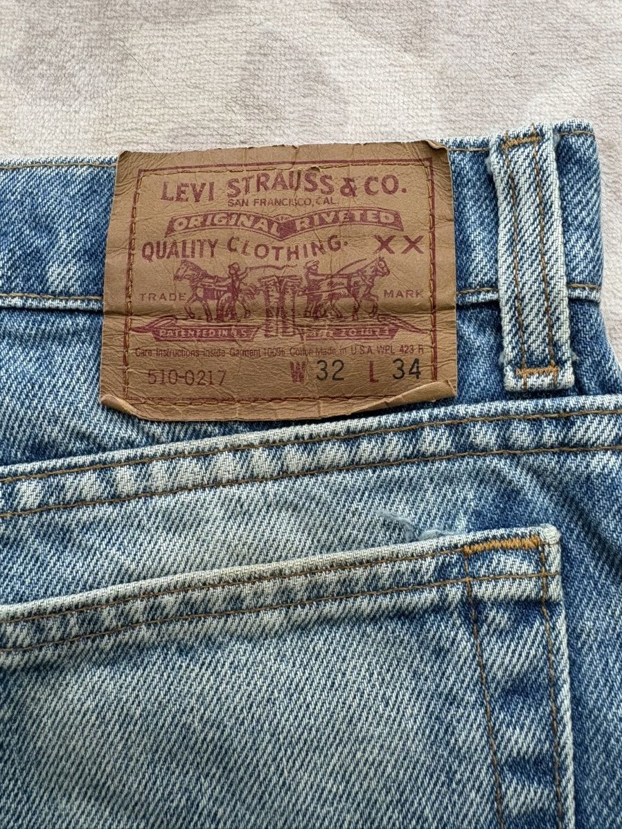Levi's Vintage Clothing 90’s Levi's 510 Stone Washed/Light Indigo Denim Jeans Size US 32 / EU 48 - 16 Thumbnail