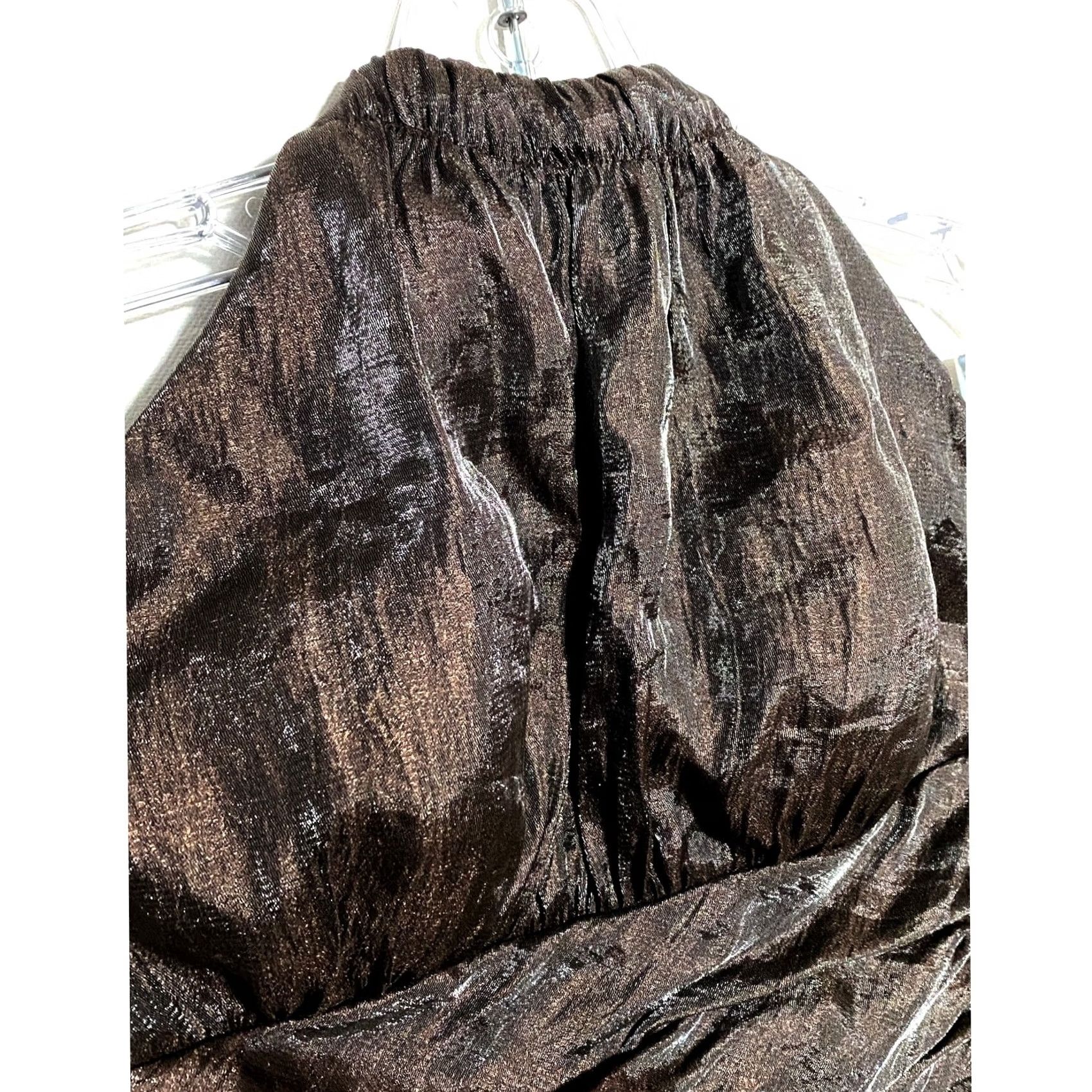 Adrianna Papell Adrianna Papell Boutique Halter Dress 2 Metallic Whimsigoth Grunge Formal Dress Long Sleeveless Tie Neck Size XS / US 0-2 / IT 36-38 - 4 Thumbnail