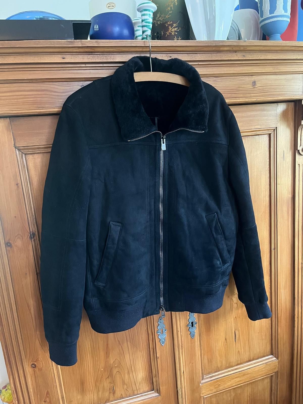 Drome "Drome" Dark Blue Navy Shearling Lambskin Leather Jacket M Size US M / EU 48-50 / 2 - 1 Thumbnail